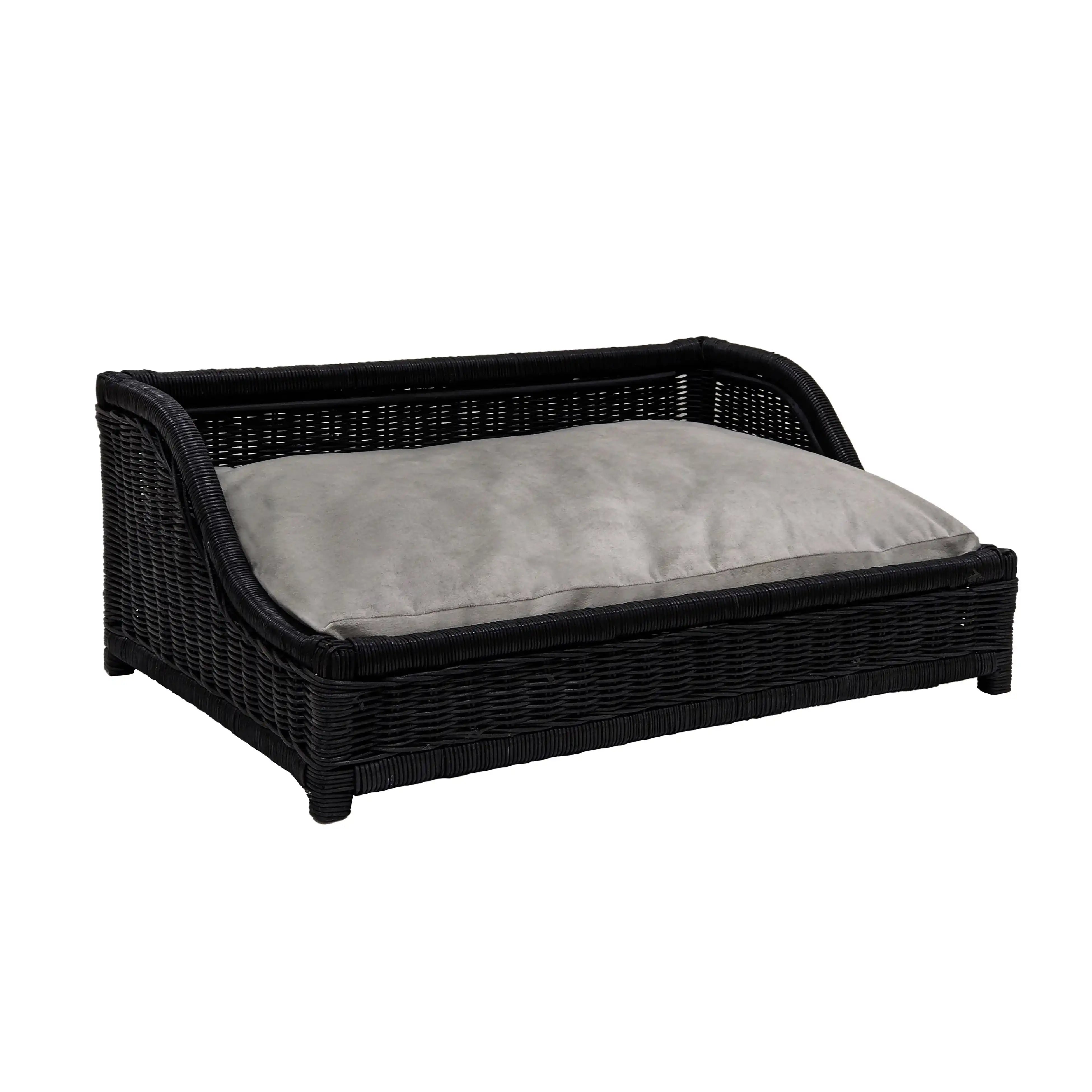 Poppy - Rattan Small Pet Bed - Black - Best Buy Furniture