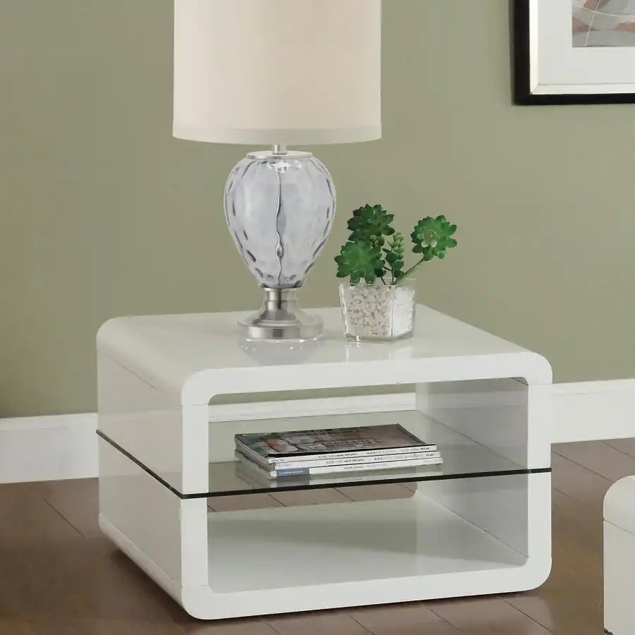 Elana - 1-Shelf Rectangular Side End Table - White High Gloss - Best Buy Furniture