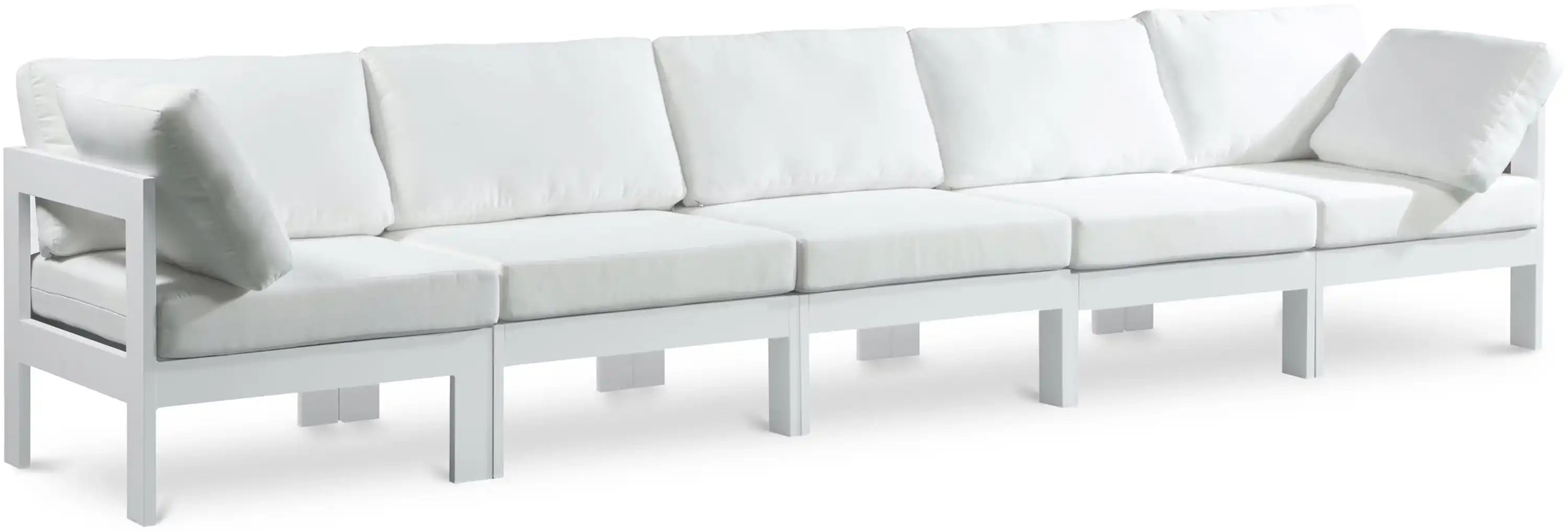 Nizuc - Outdoor Patio 5 Seat Modular Sofa With White Frame - Best Buy Furniture