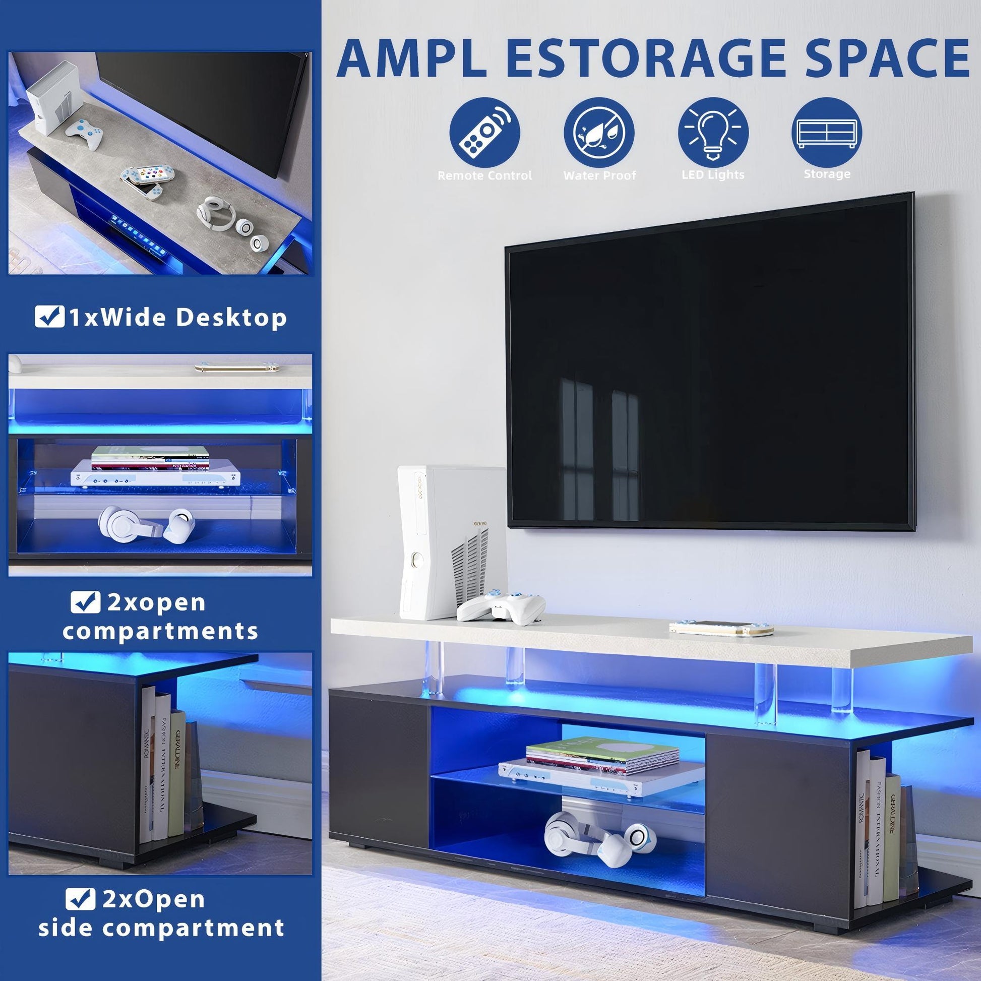 TV Stant With LED And Large Side Cabinet - Best Buy Furniture
