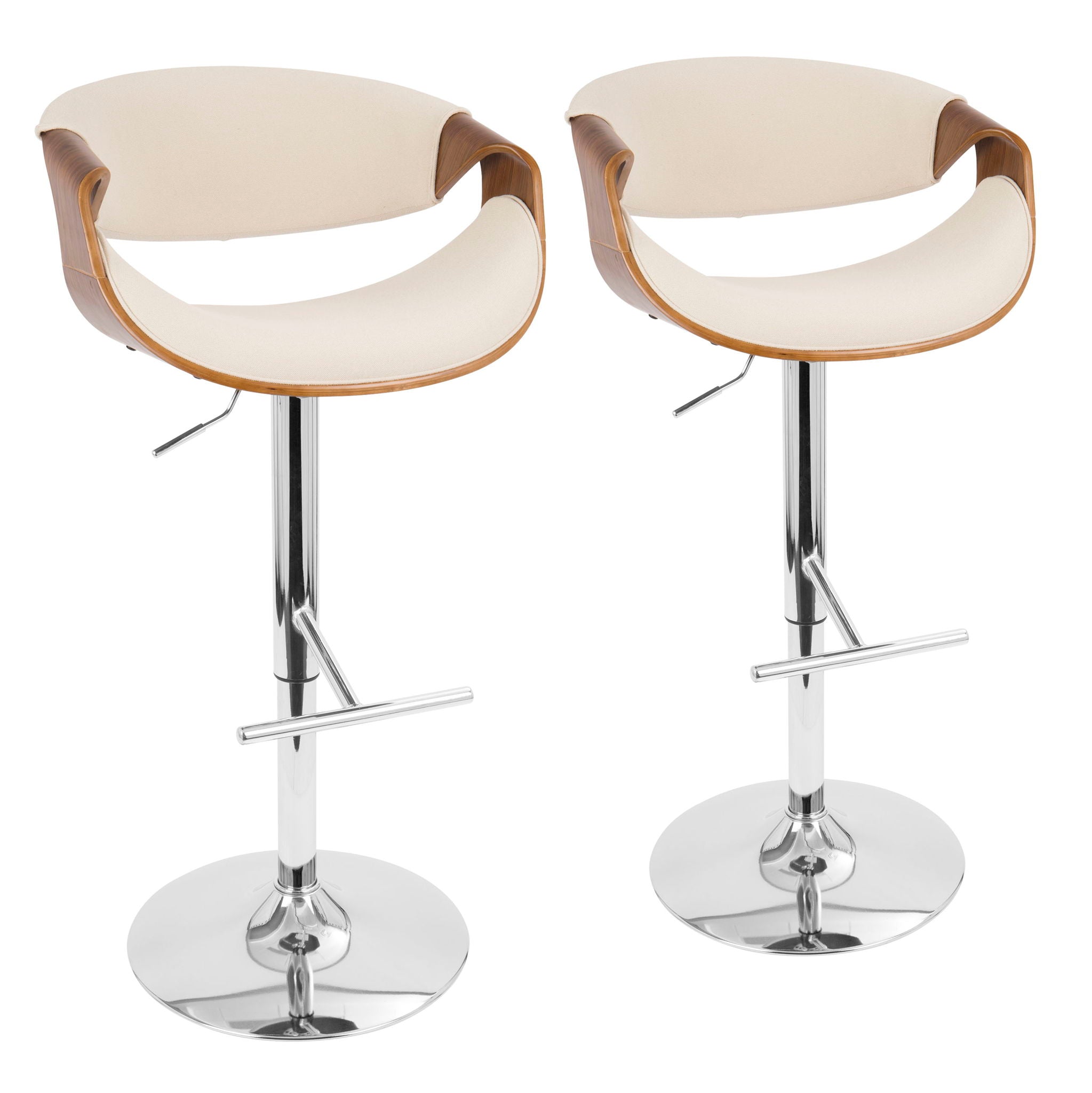 Curvo - Mid Century Modern Adjustable Barstool With Swivel With Straight T Footrest - Best Buy Furniture