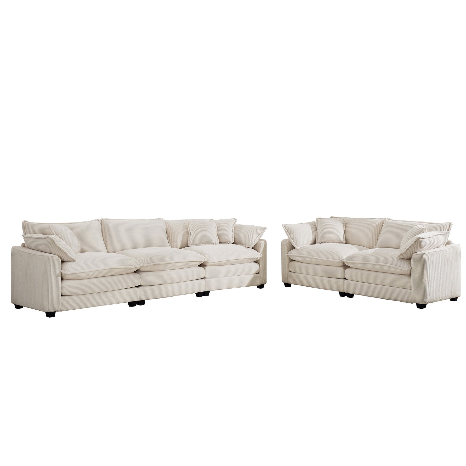 Elegant Corduroy Oversized Sectional Sofa Set With Deep Seats And Flexible Layout - Best Buy Furniture