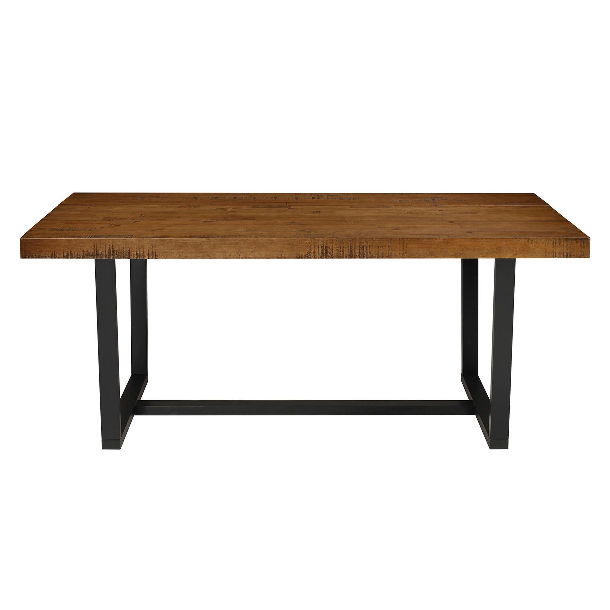 Modern Distressed Solid Wood And Metal Open Frame Dining Table - Best Buy Furniture