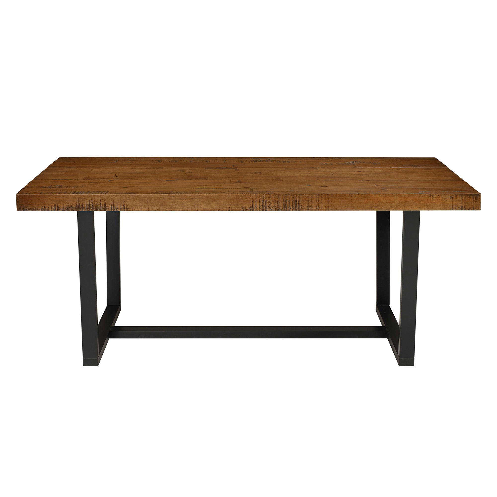 Modern Distressed Solid Wood And Metal Open Frame Dining Table - Best Buy Furniture