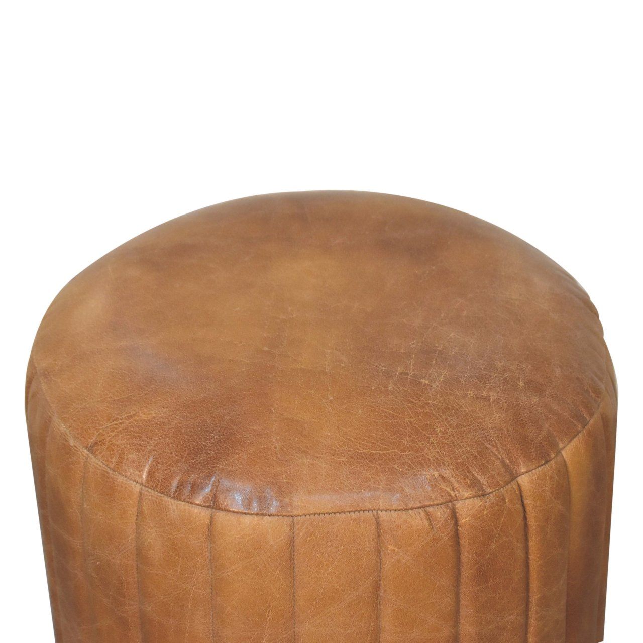 Buffalo - Leather Boucle Footstool - Brown - Best Buy Furniture