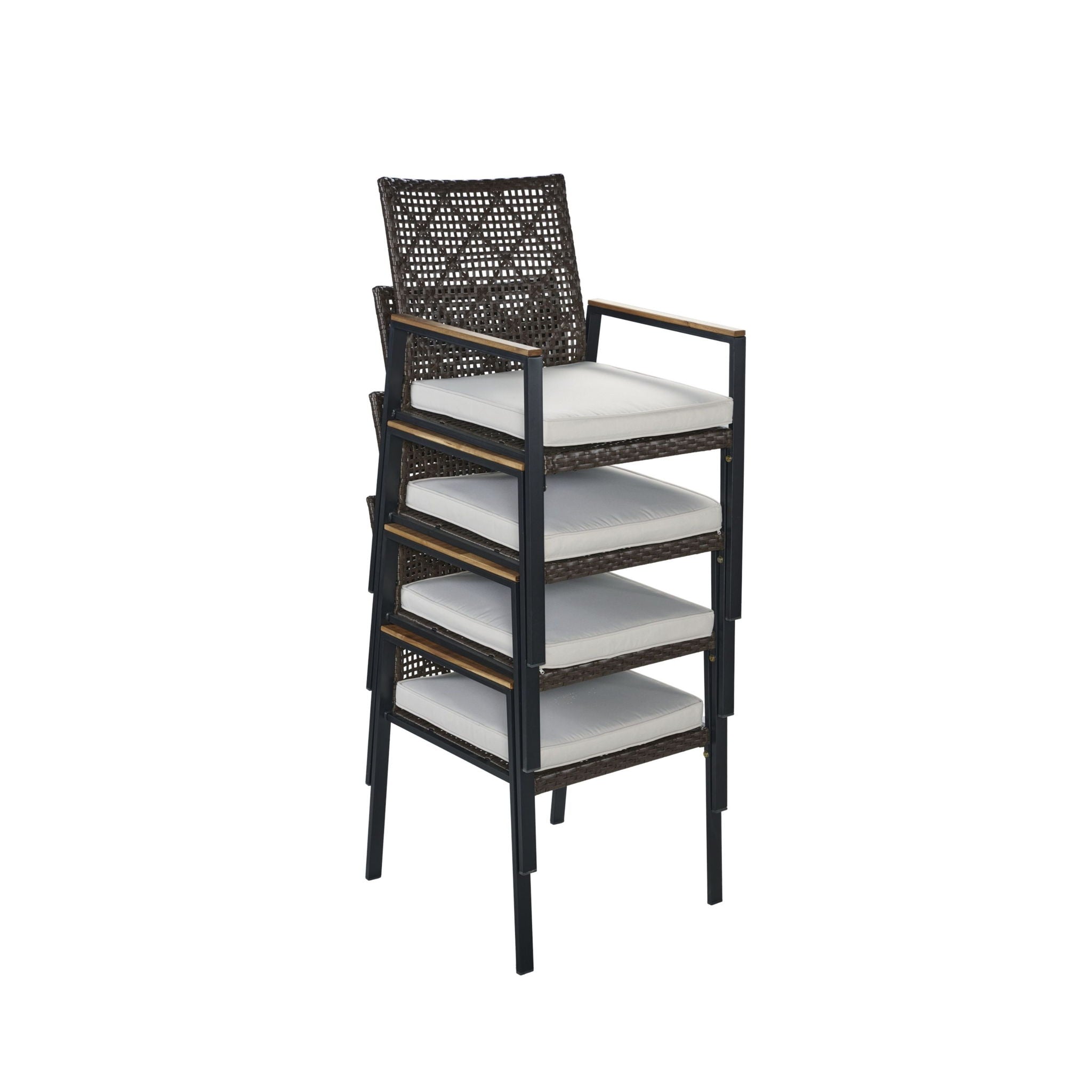 5 Piece Patio Dining Table Set, Acacia Wood Table Top With Umbrella Hole - Best Buy Furniture