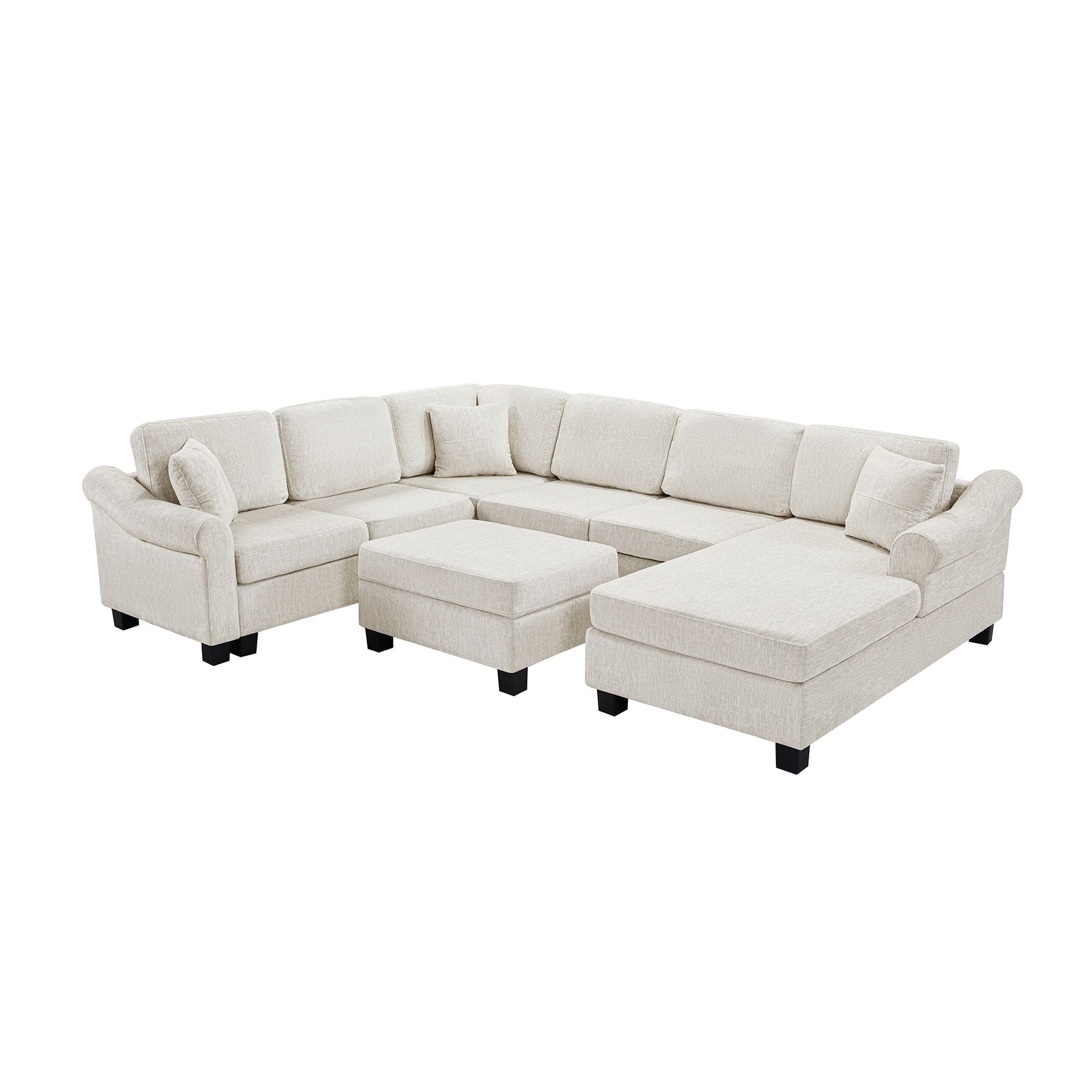 Contemporary U - Shaped Sectional Sofa With Movable Storage Ottoman - Best Buy Furniture