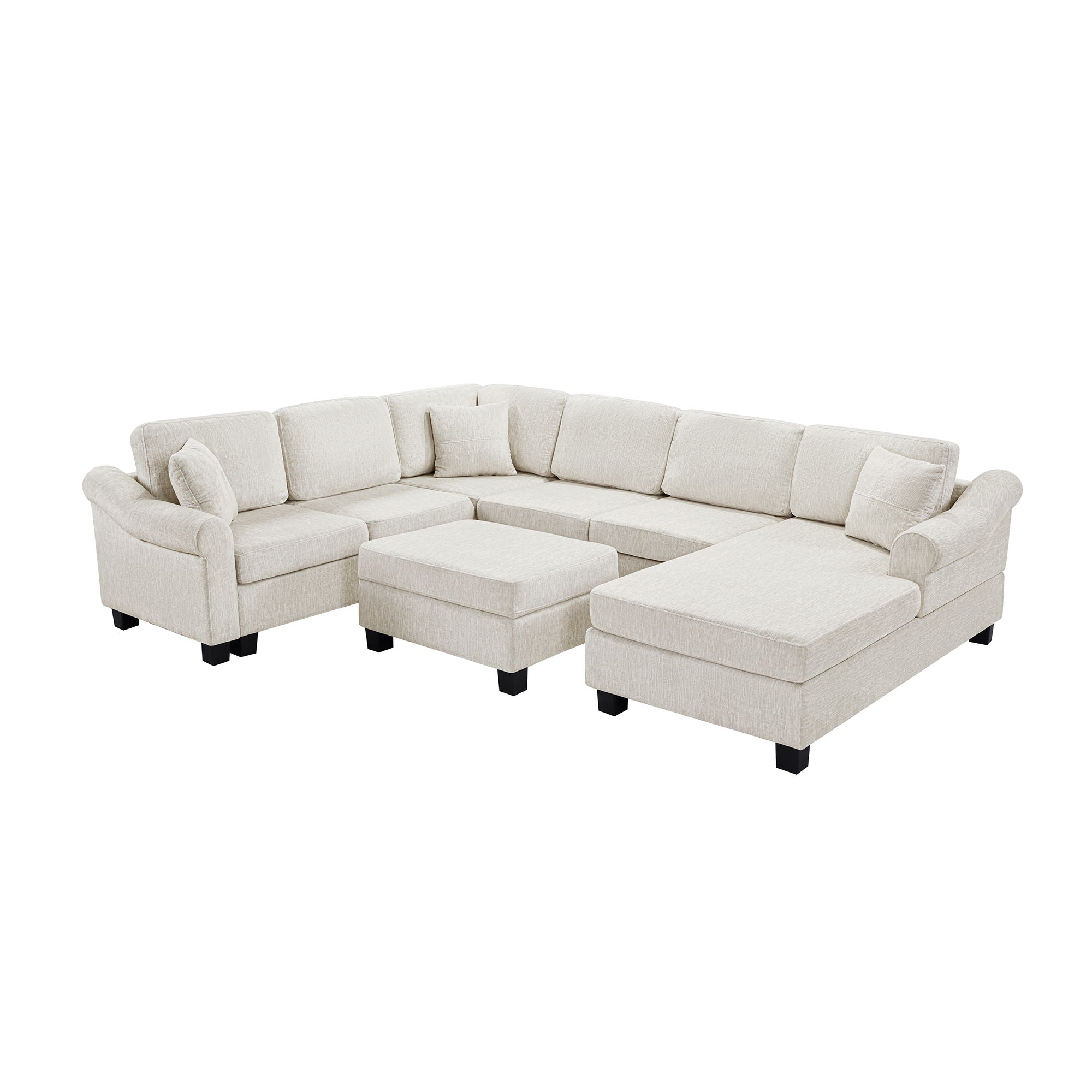 Contemporary U - Shaped Sectional Sofa With Movable Storage Ottoman - Best Buy Furniture