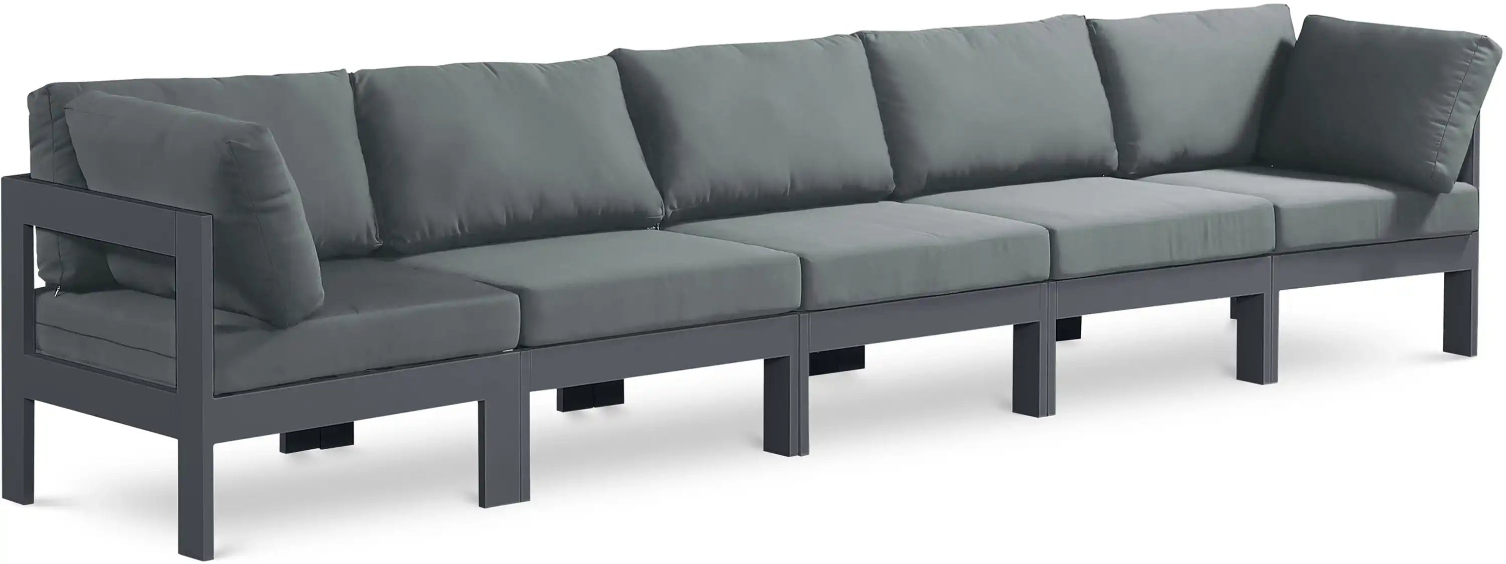 Nizuc - Outdoor Patio 5 Seat Modular Sofa With Gray Frame - Best Buy Furniture