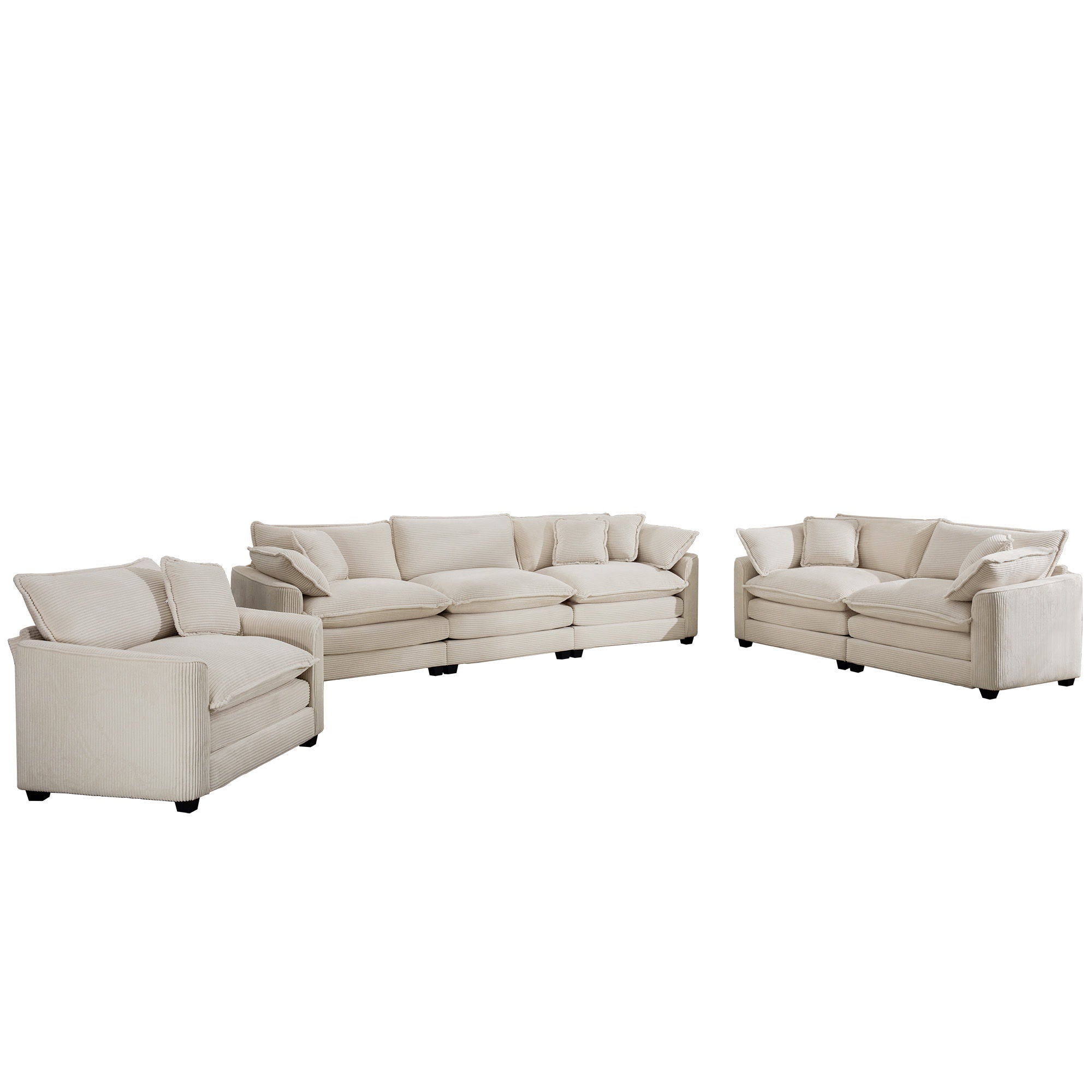 Elegant Corduroy Oversized Sectional Sofa Set With Deep Seats And Flexible Layout - Best Buy Furniture