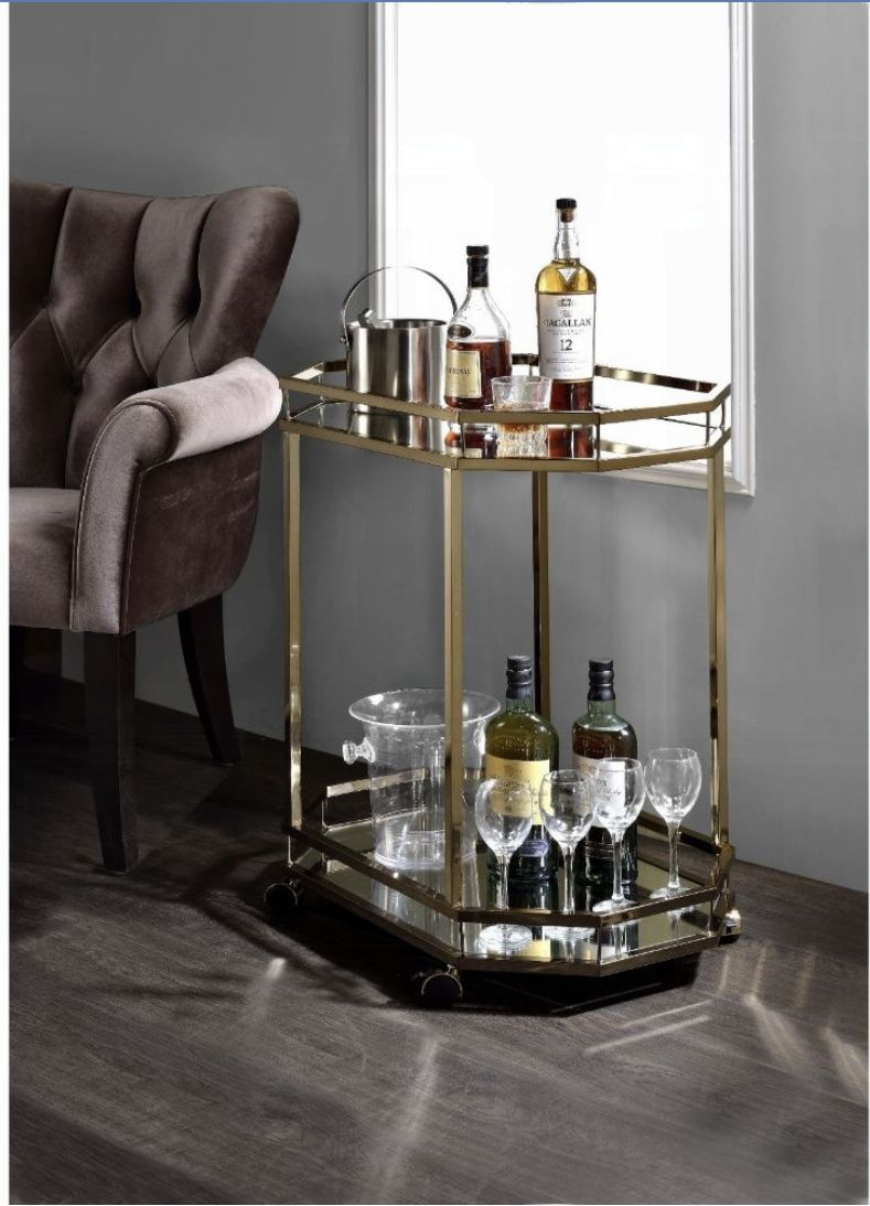 Lacole - Mirrior Serving Cart - Champagne - Best Buy Furniture
