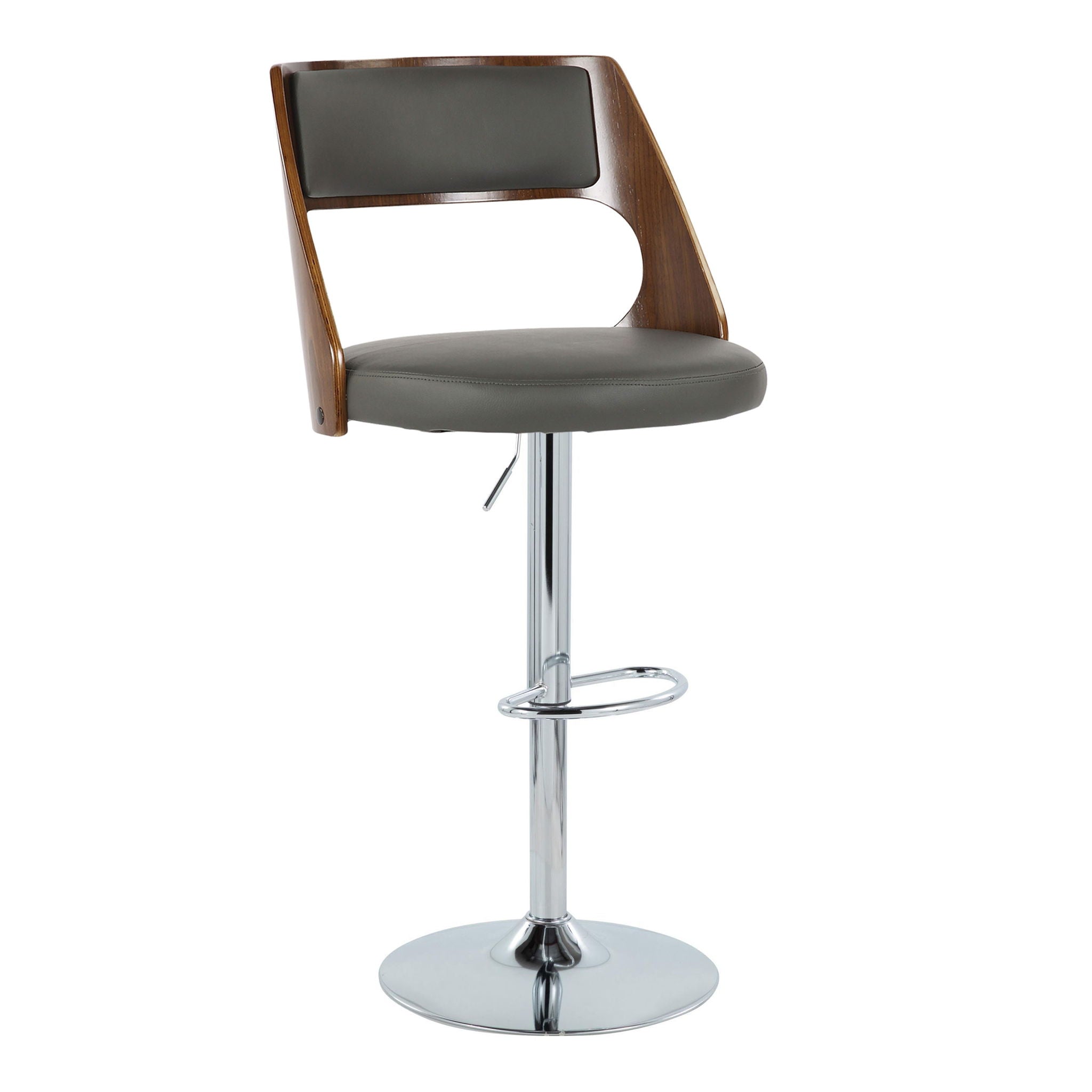 Cecina - Mid-Century Modern Adjustable Height Barstool Wth Swivel And Oval Footrest (Set of 2) - Best Buy Furniture