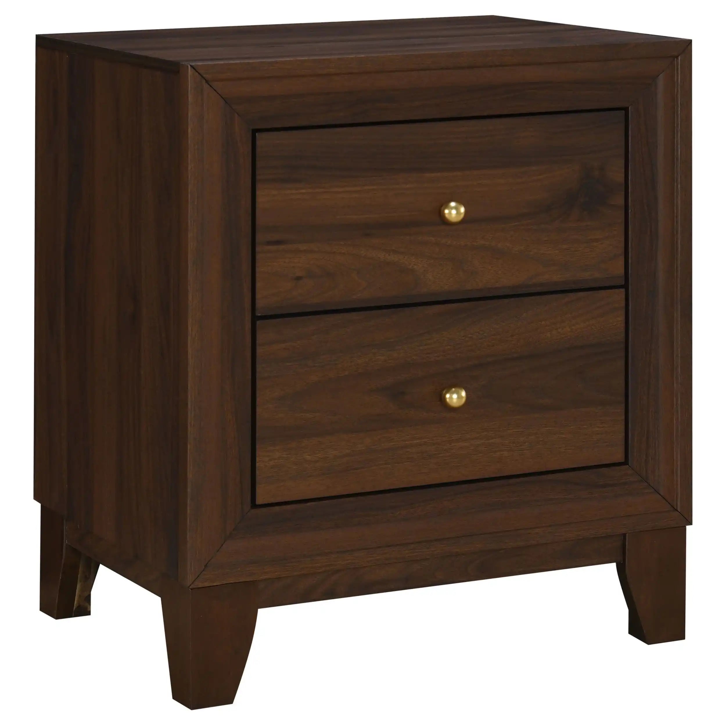 Welsley - 2-Drawer Nightstand Bedside Table - Walnut - Best Buy Furniture