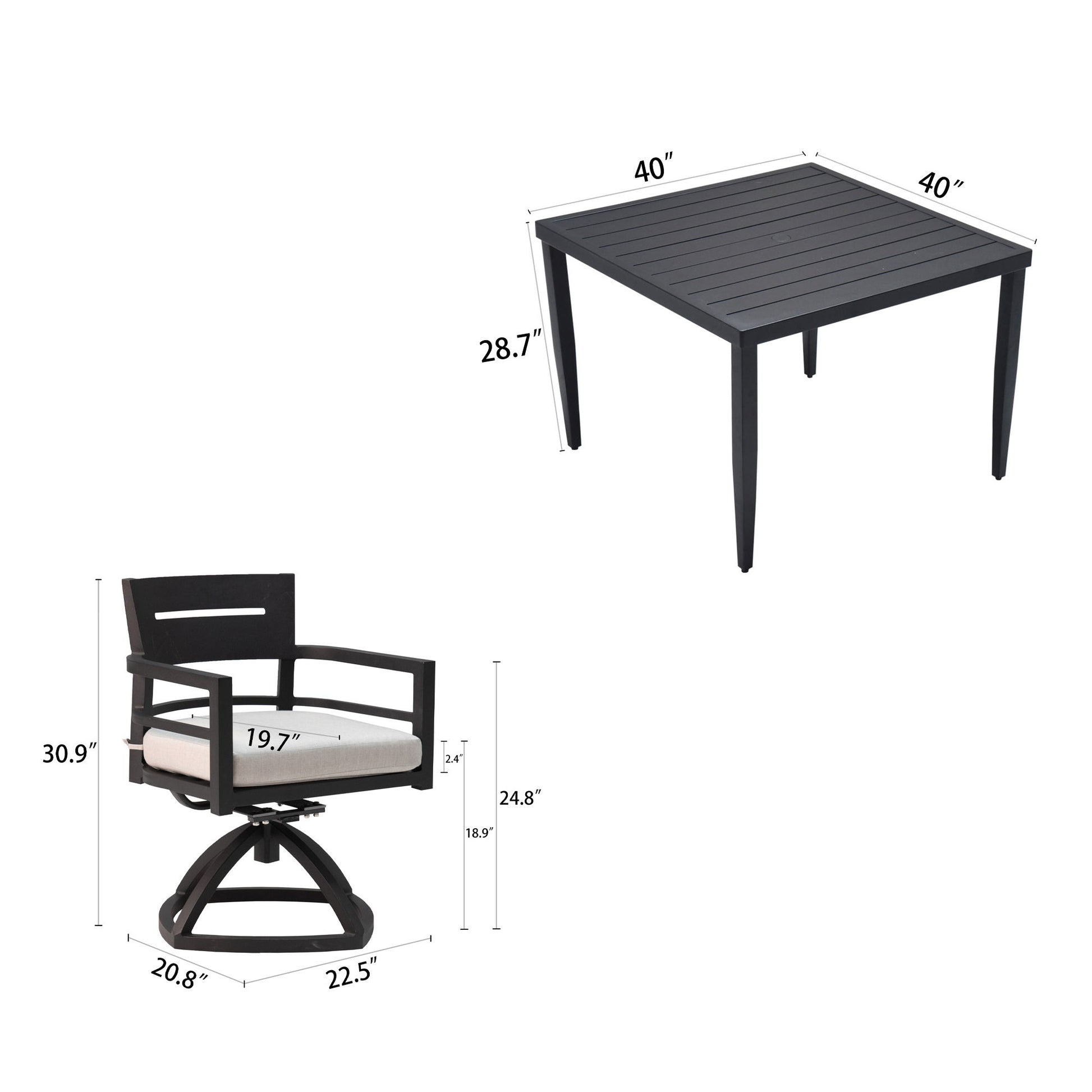 Outdoor Modern Dining Set, Chairs Sunbrella Cushioned And Dining Table With Umbrella Hole - Best Buy Furniture