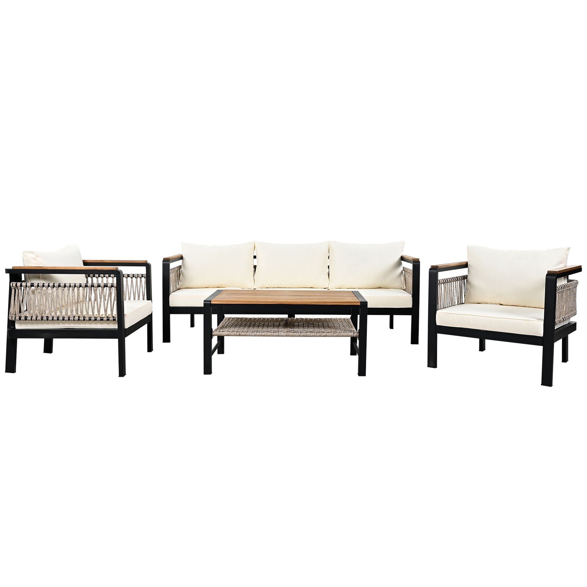 4 Pieces Outdoor Sectional Sofa Set 5 Person Patio Seating Group Outdoor Conversation Set With Cushions And A Coffee Table For Patios - Best Buy Furniture