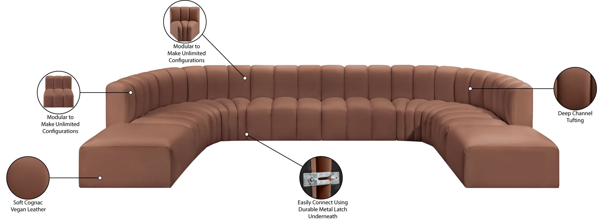 Arc - Faux Leather Modular Sectional - Best Buy Furniture