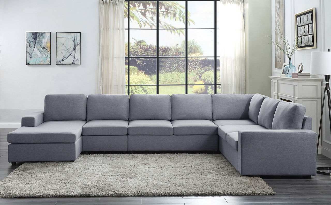 Tifton - Linen 7 Seat Reversible Modular Sectional Sofa Chaise - Best Buy Furniture