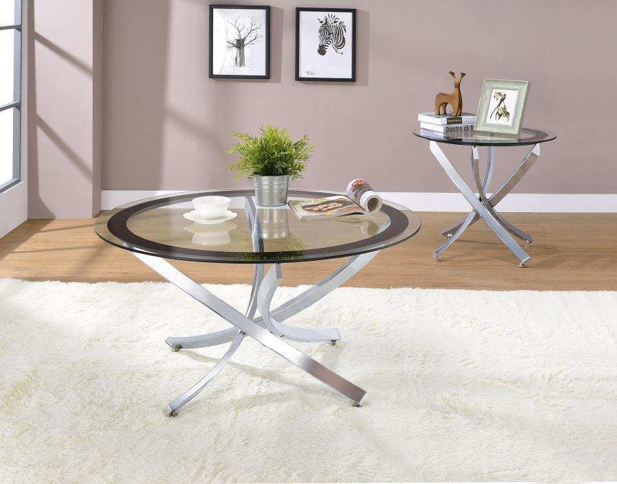 Brooke - Round Glass Top Coffee Table Set - Best Buy Furniture