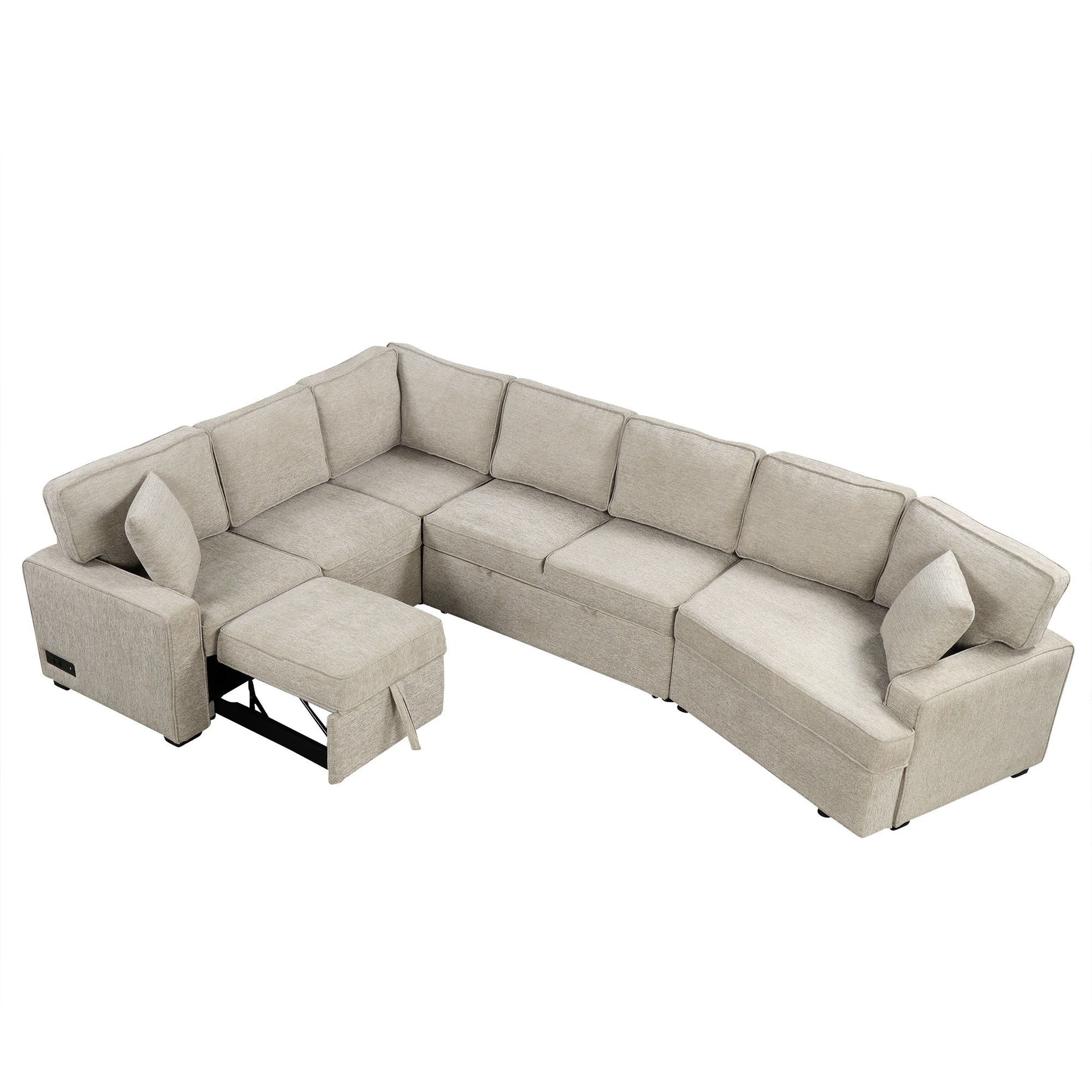 L-Shaped Sofa Sectional Sofa Couch Pull-Out Sofa Bed With Charging Devices And Cup Holders For Living Room - Best Buy Furniture