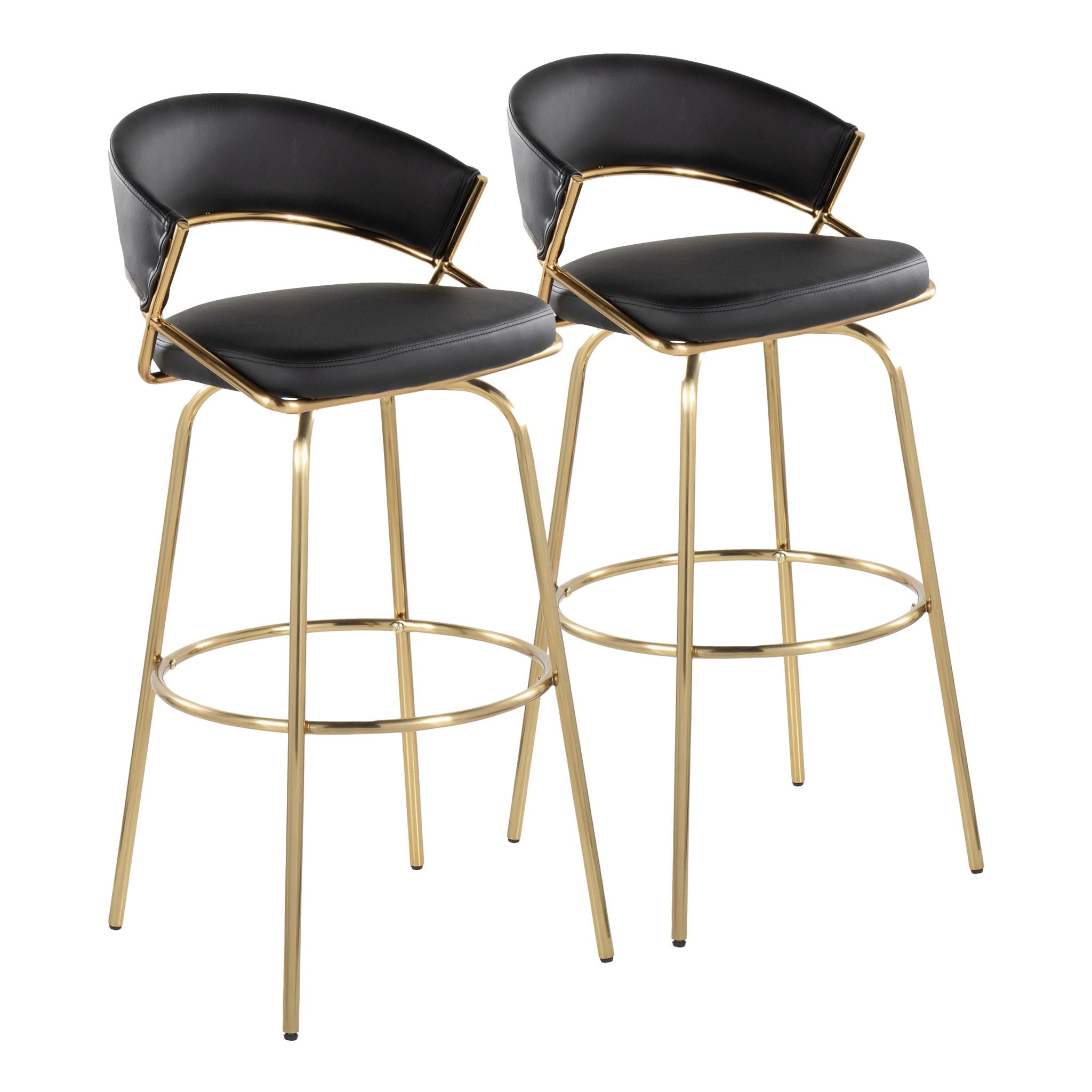 Jie - Fixed Height Contemporary Barstool With Swivel With Round Footrest (Set of 2) - Best Buy Furniture