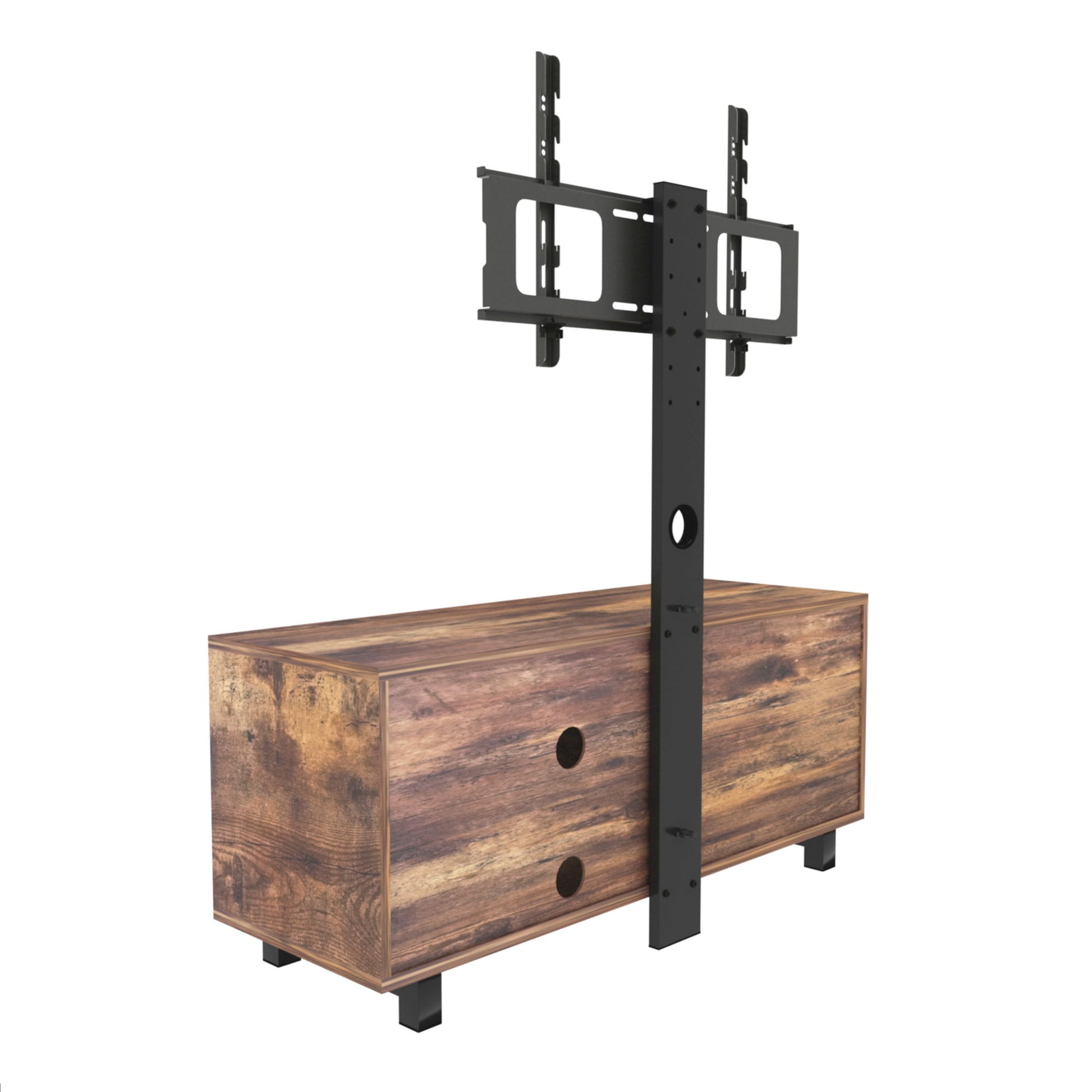 Rustic Brown TV Console With Push-To-Open Storage Cabinet For TV, Wood & Glass TV Stand For Living Room Bedroom - Rustic Brown - Best Buy Furniture
