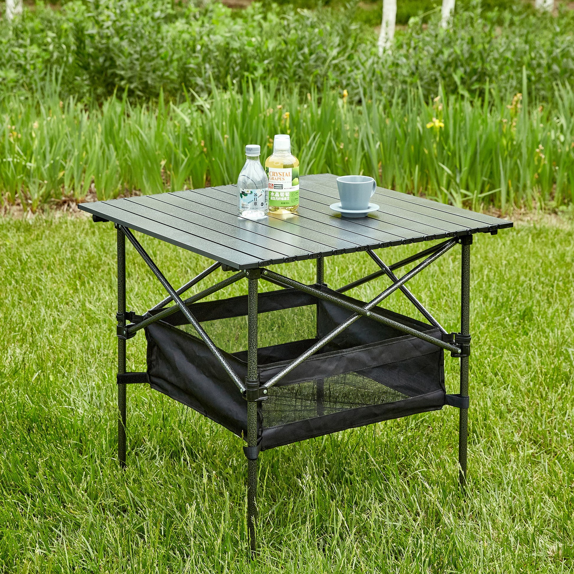 Folding Outdoor Table With Carrying Bag, Lightweight Aluminum Roll-Up Square Table For Indoor, Outdoor Camping, Picnics, Beach, Backyard, Bbq, Party, Patio - Black - Best Buy Furniture