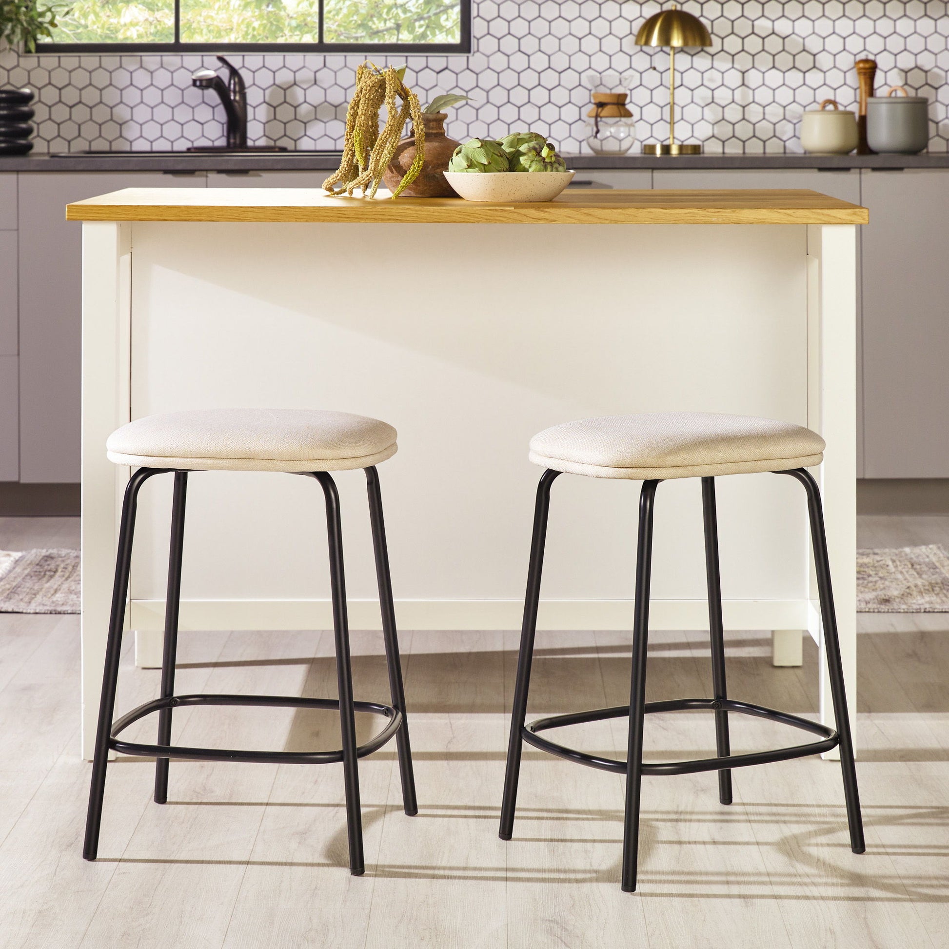 Modern Simple Counter Stool With Upholstered Seat (Set of 2) - Best Buy Furniture