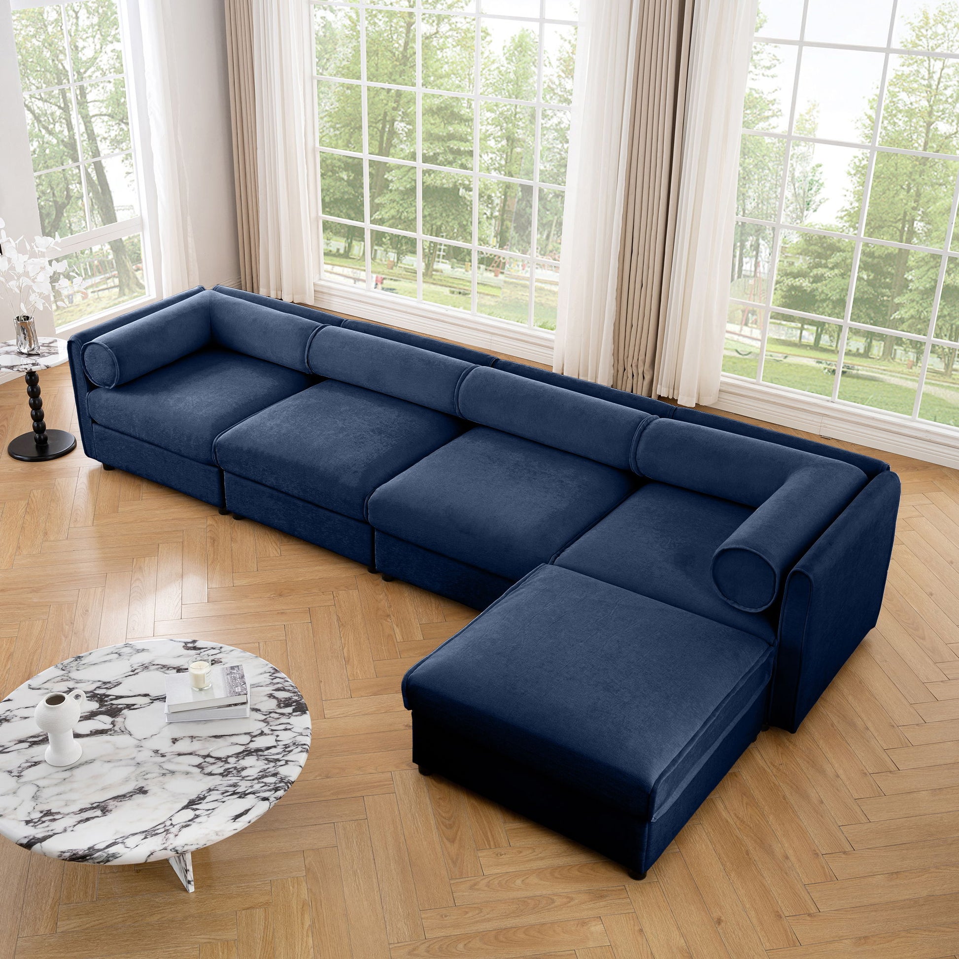 Contemporary Elegant White Chenille Sofa With Storage And Ottoman - Best Buy Furniture