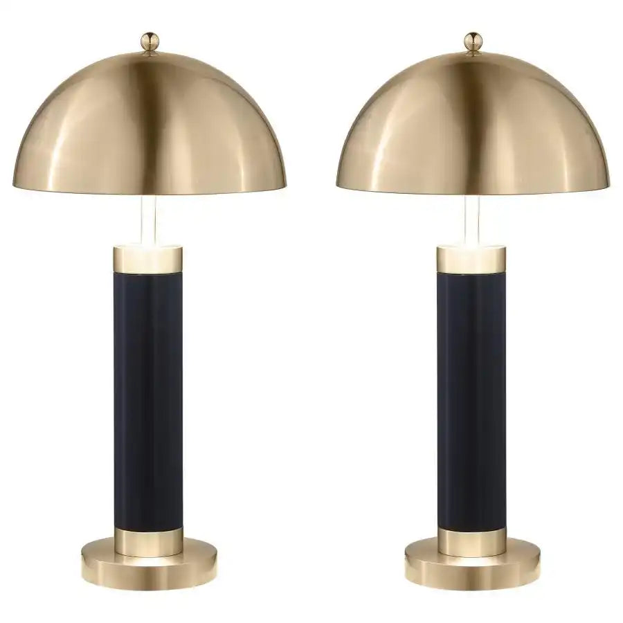 Conroe - Dome Shade Pillar Table Lamp (Set of 2) - Black - Best Buy Furniture