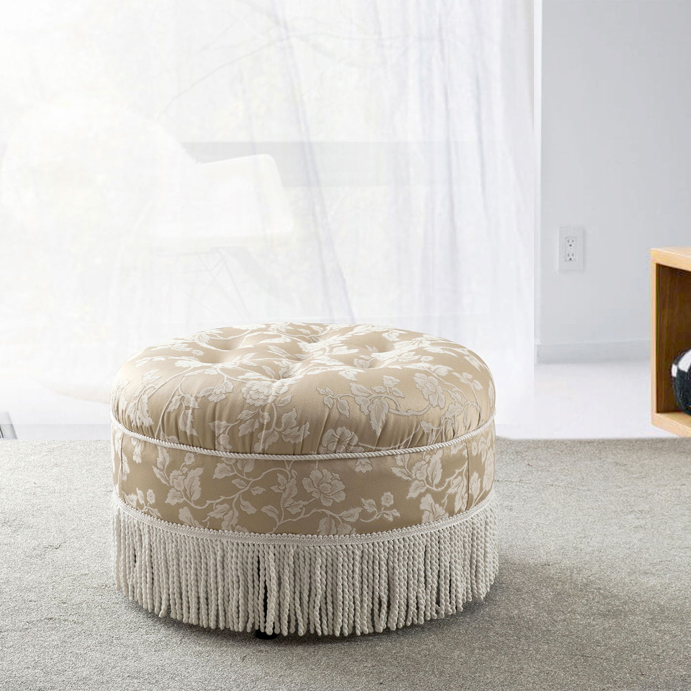 Yolanda - Round Upholstered Accent Ottoman - Best Buy Furniture