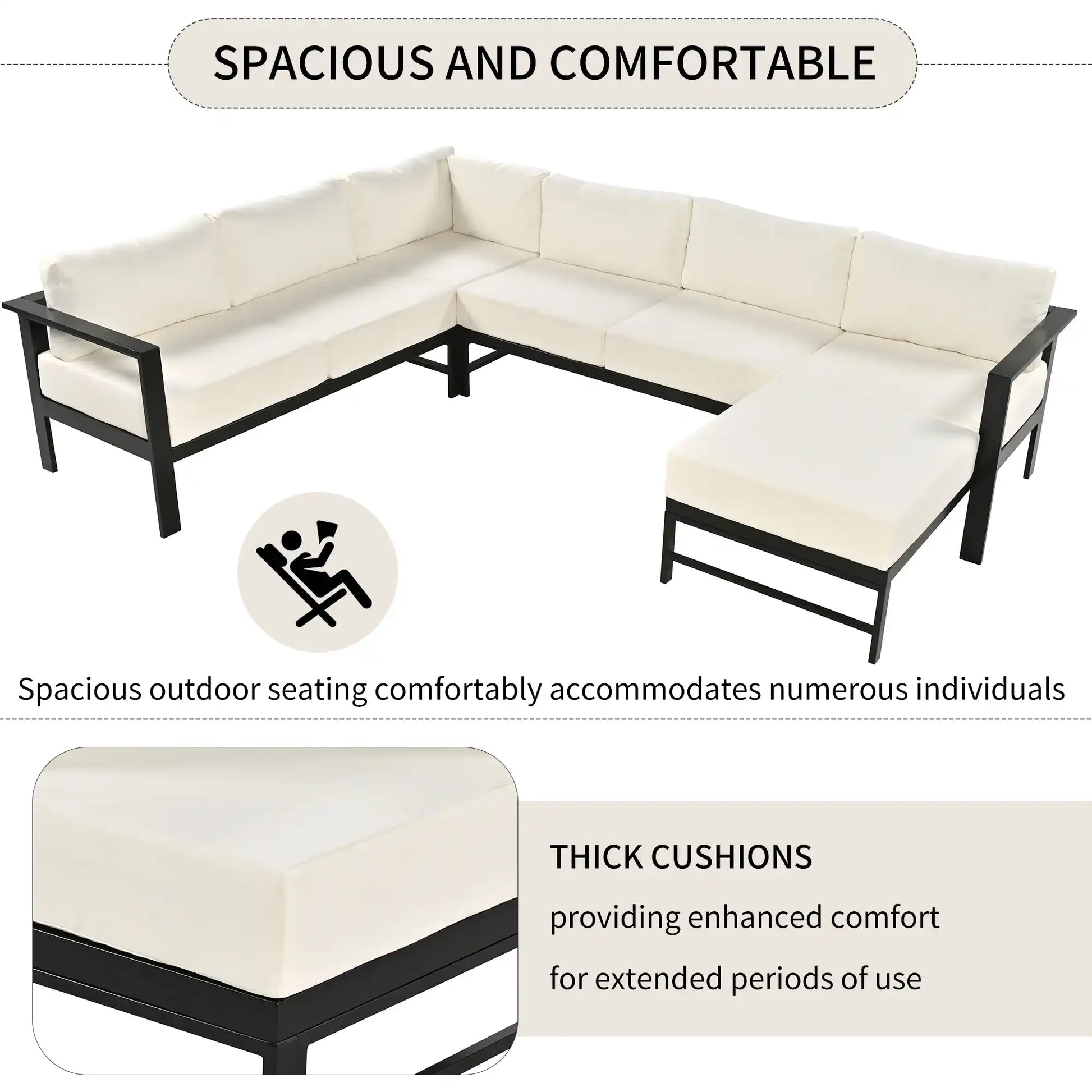 U-shaped multi-person outdoor sofa set, suitable for gardens, backyards, and balconies. - Best Buy Furniture