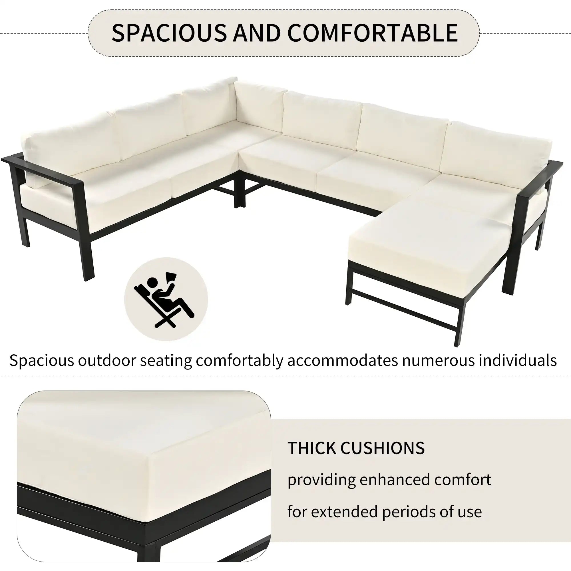 U-shaped multi-person outdoor sofa set, suitable for gardens, backyards, and balconies. - Best Buy Furniture