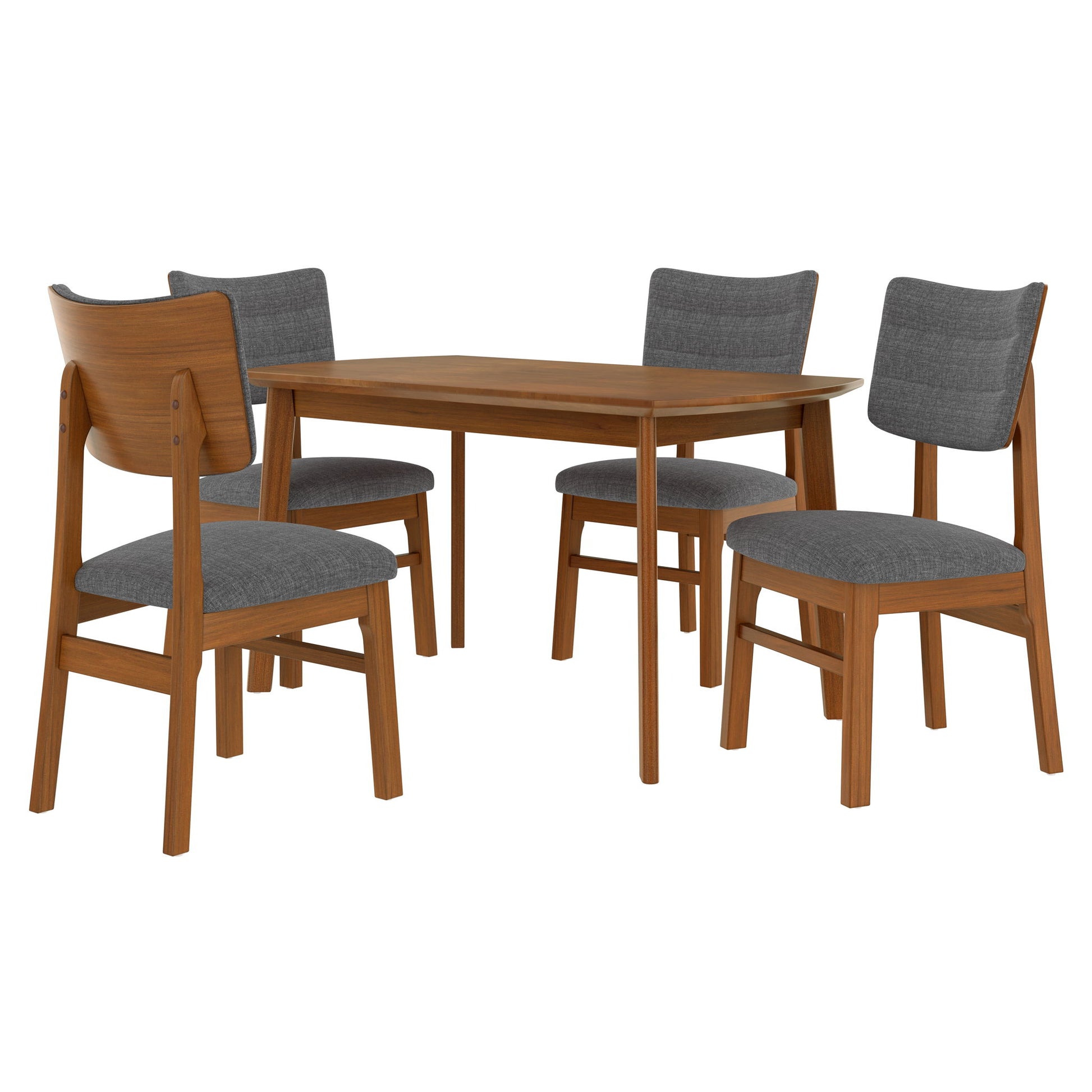 Mid Century Modern Dining Table Set For 4, Solid Wood Dining Table And Solid Wood Chairs, 5 Pieces Farmhouse Dining Table And 4 Upholstered Chairs - Brown / Gray - Best Buy Furniture