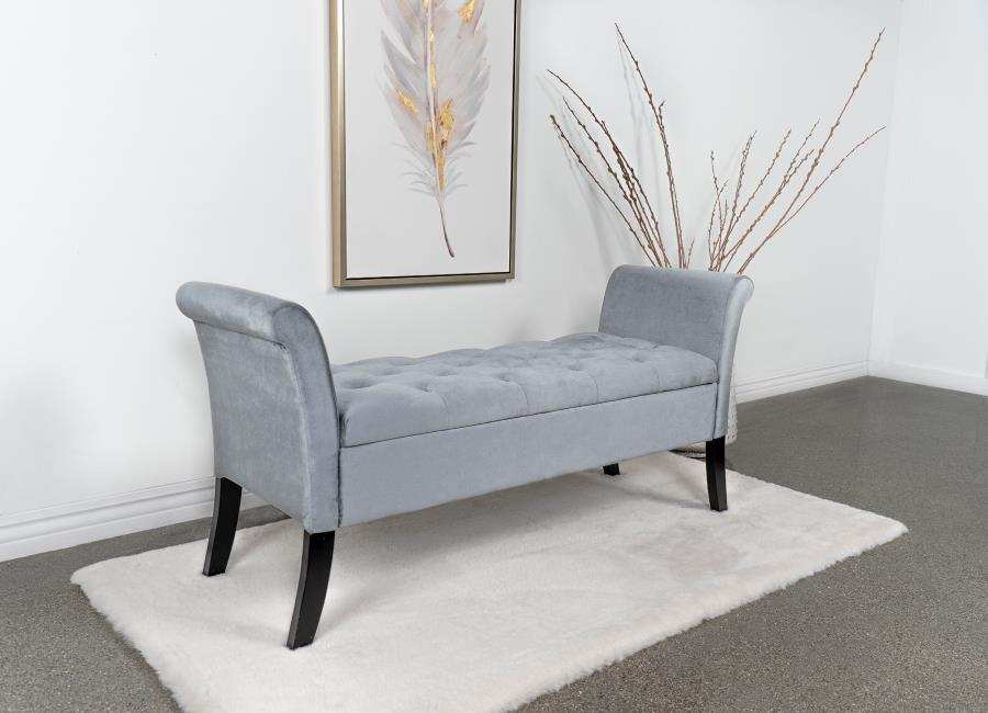 Farrah - Velvet Upholstered Rolled Arm Storage Bench - Best Buy Furniture