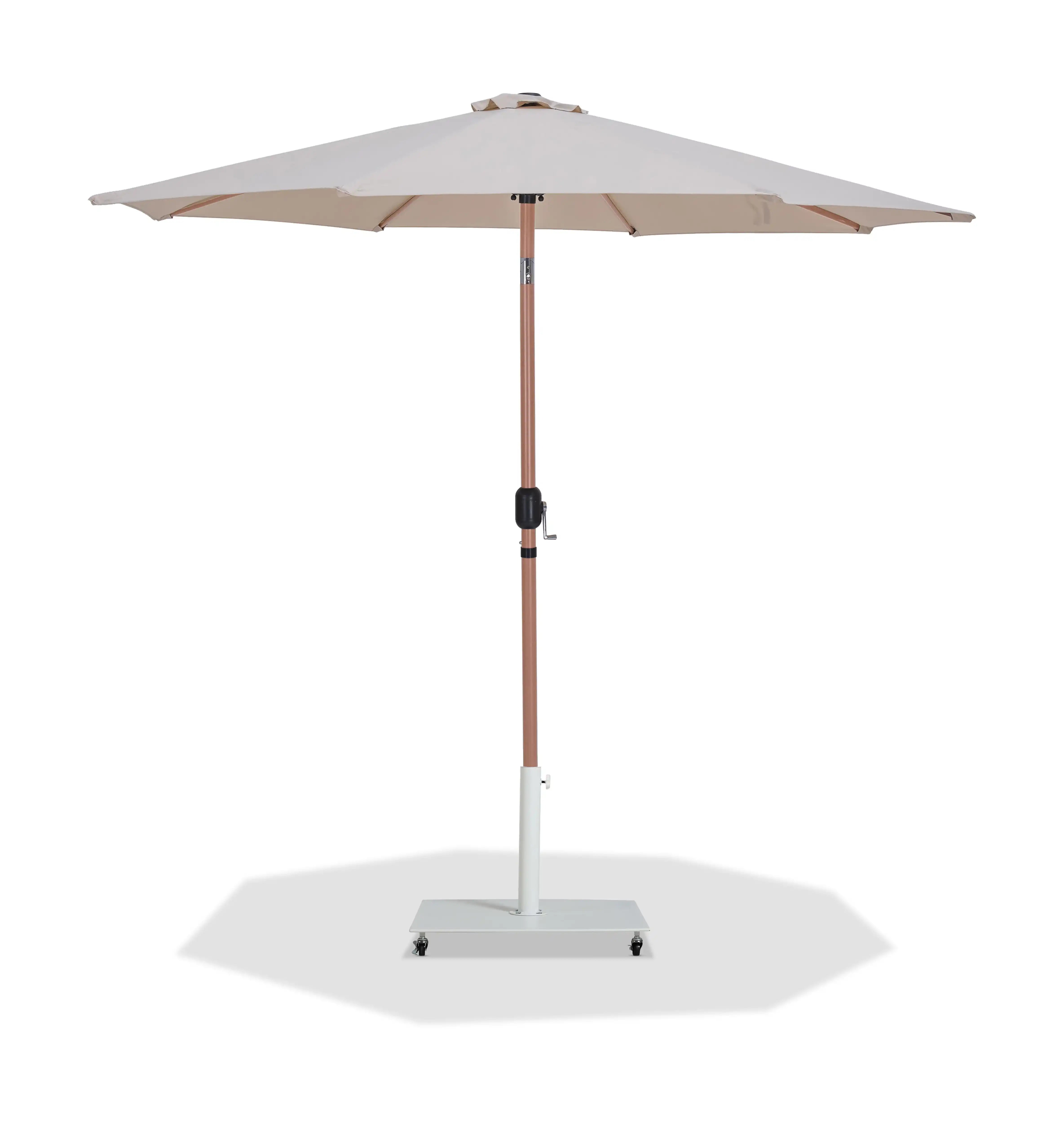 Fiji - Aluminum Patio Umbrella With Square White And Teak Base - Best Buy Furniture