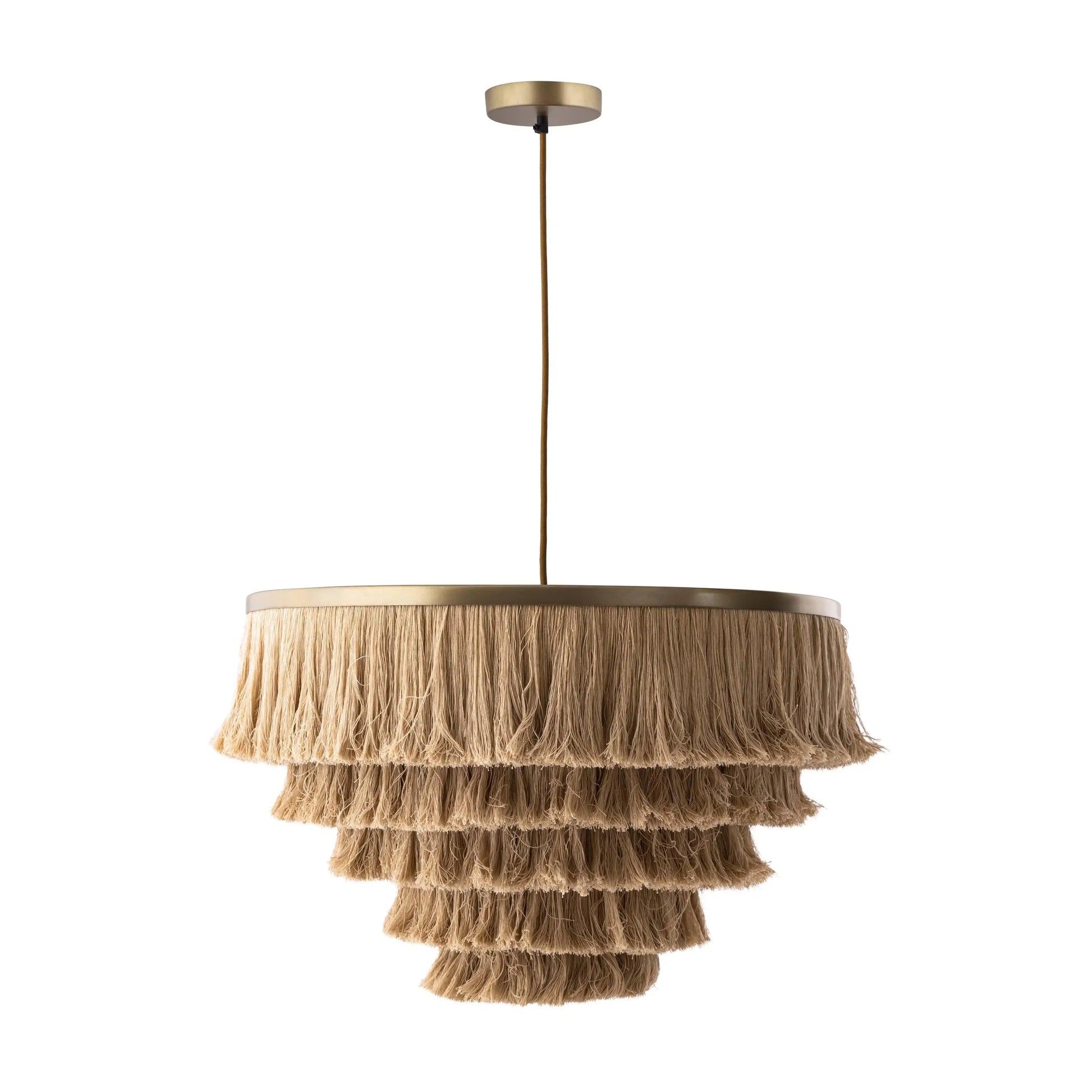 Sarai - Fringe Pendant - Natural - Best Buy Furniture