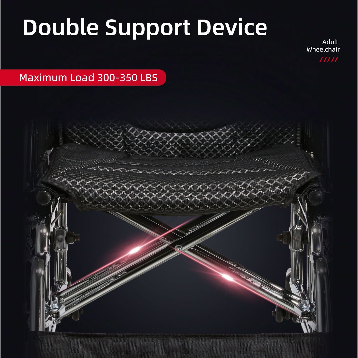 Heavy-Duty Manual Wheelchair For Adults With Double X Force Support