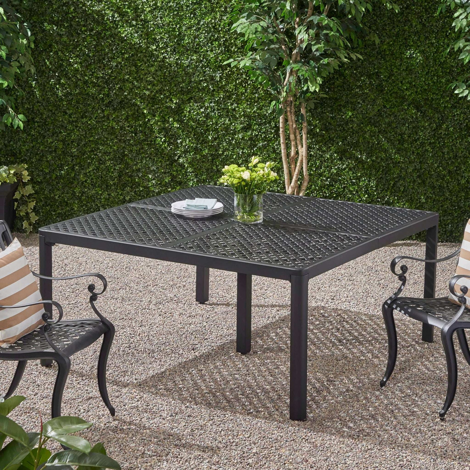 Outdoor Modern Aluminum Dining Table With Woven Accents - Best Buy Furniture