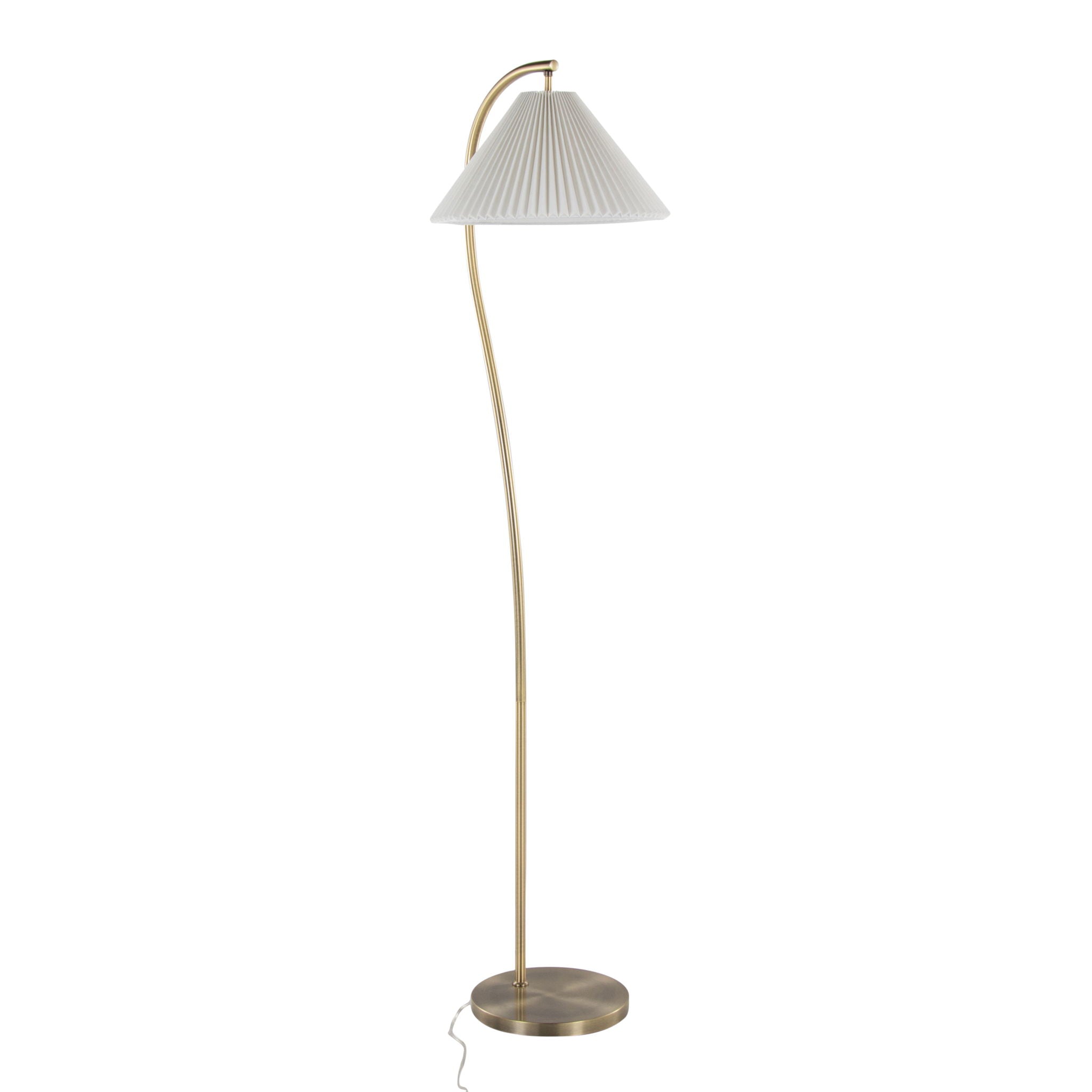 Cassis - Glam / Art Deco Floor Lamp Pleated - Gold / White - Best Buy Furniture
