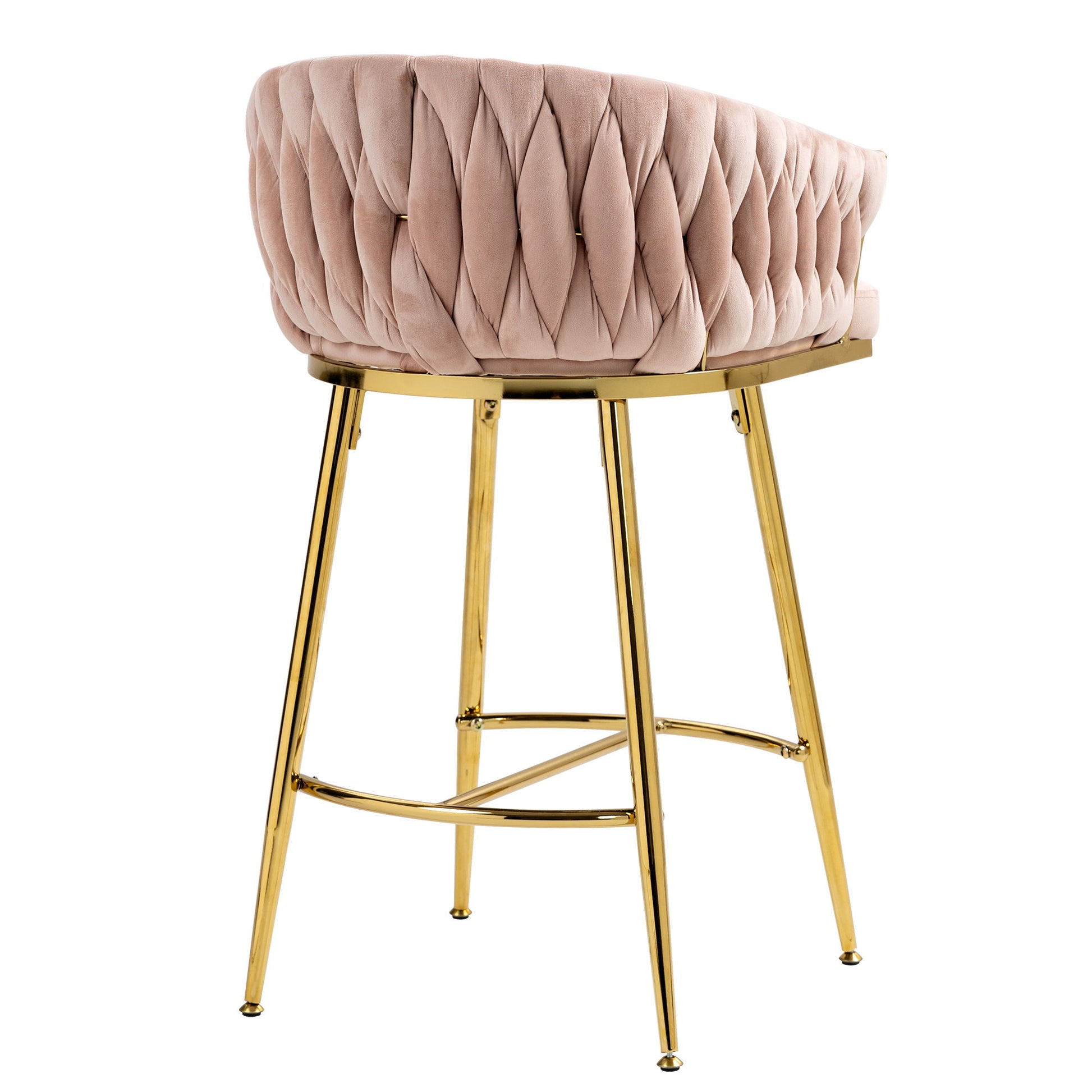 Counter Height Bar Stools Kitchen Island Counter Bar Stool With Hand - Wave Back, Golden Chromed Base And Footrest (Set of 2) - Pink - Best Buy Furniture
