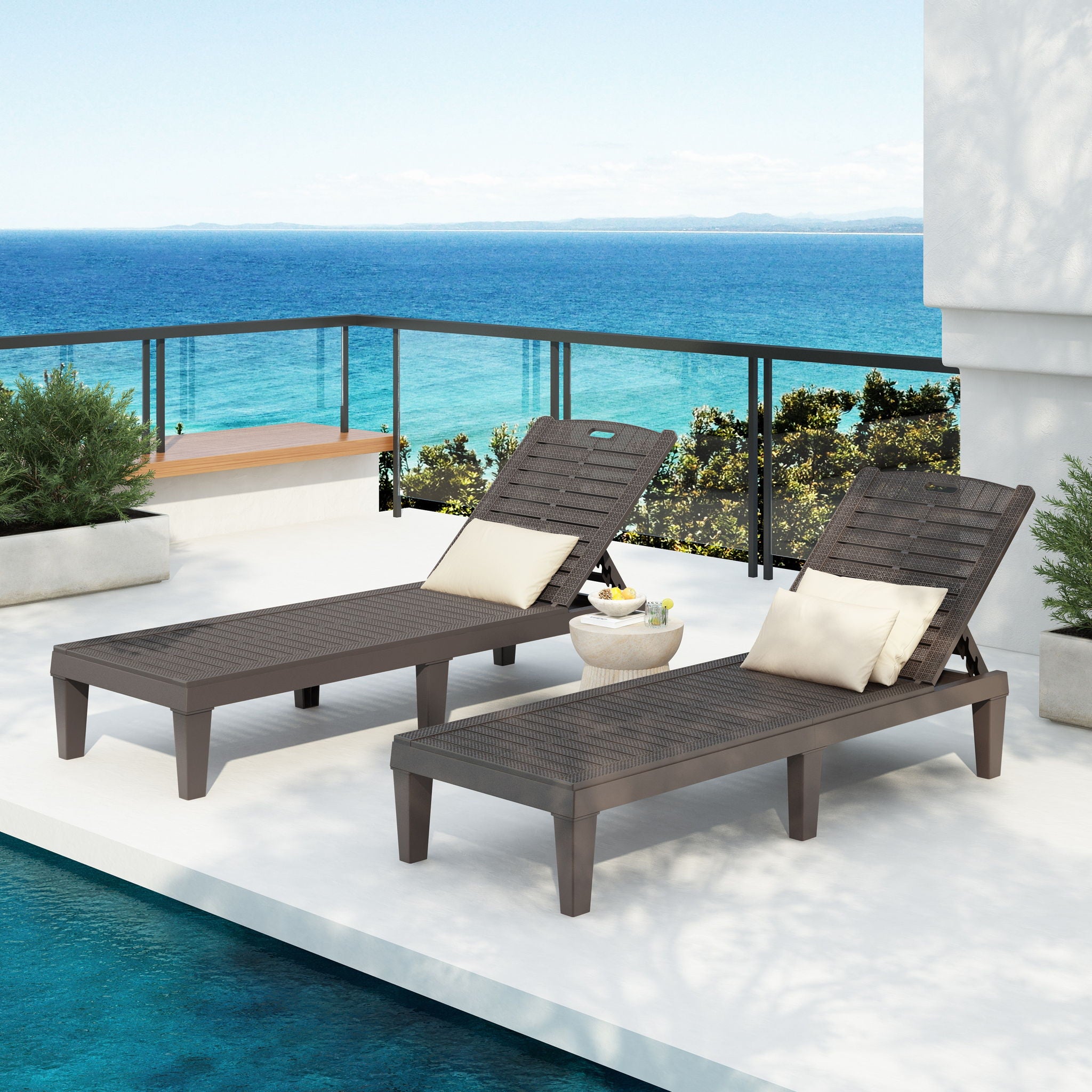 2 Piece Outdoor Chaise Lounges With Adjustable Backrest - Best Buy Furniture