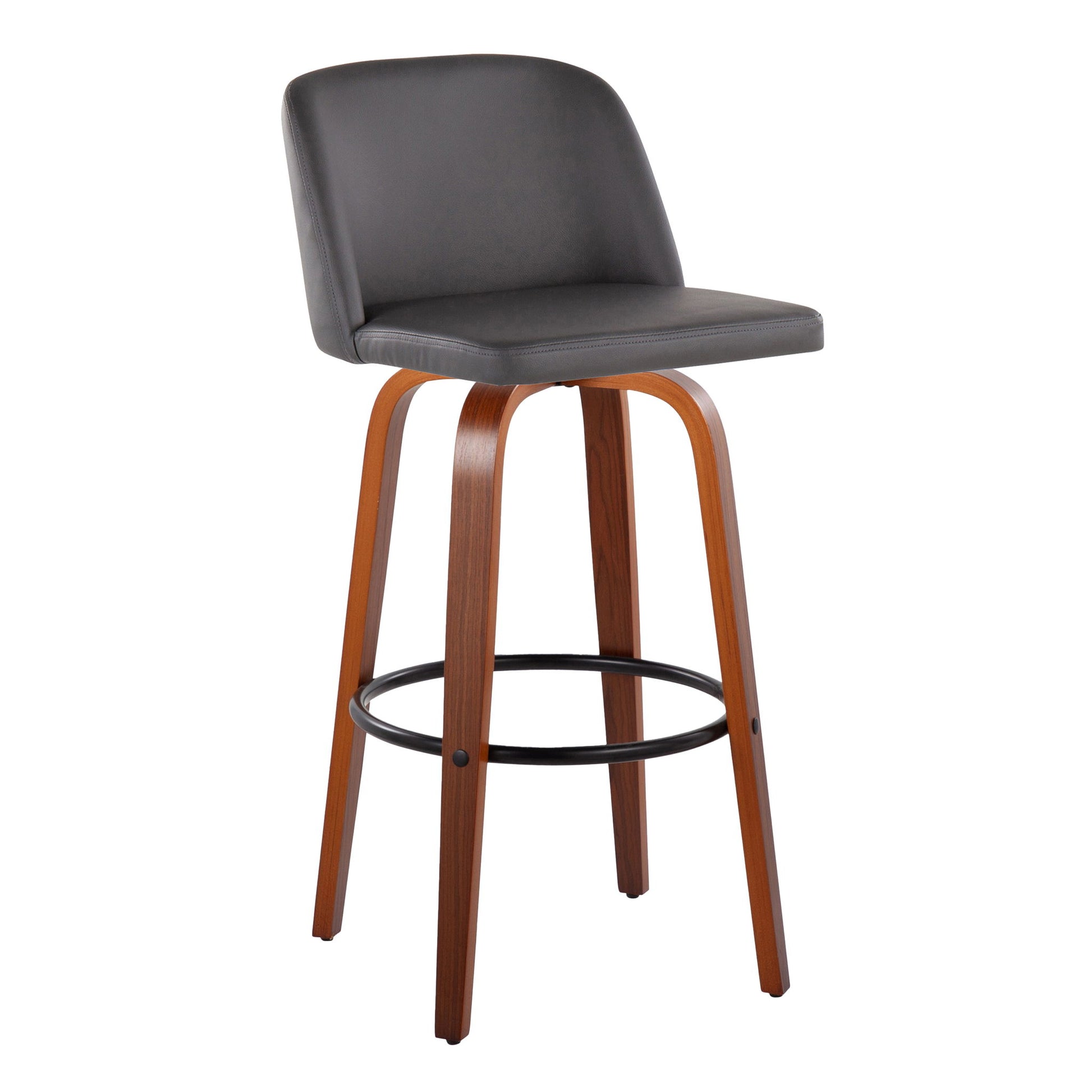 Toriano - Mid Century Modern Fixed Height Barstool Swivel And Round Footrest (Set of 2) - Best Buy Furniture