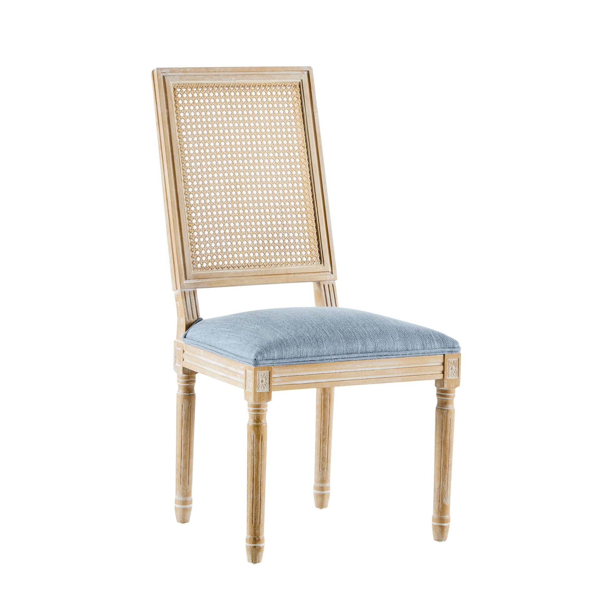 French Country Dining Chair With Rectangular Cane Backrest And Smooth Upholstered Seating - Best Buy Furniture