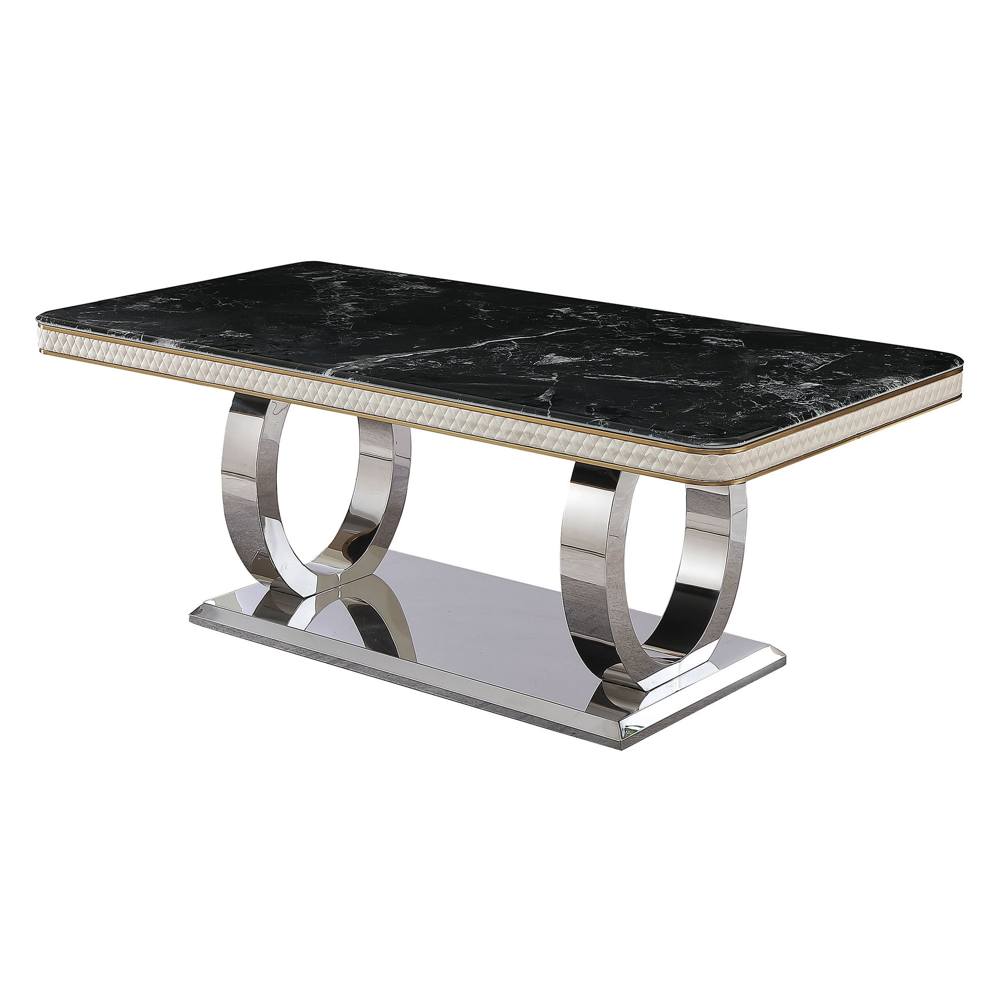 Luxury Modern Dining Table With 6 Chairs Marble Top Titanium Plated Base - Black - Best Buy Furniture