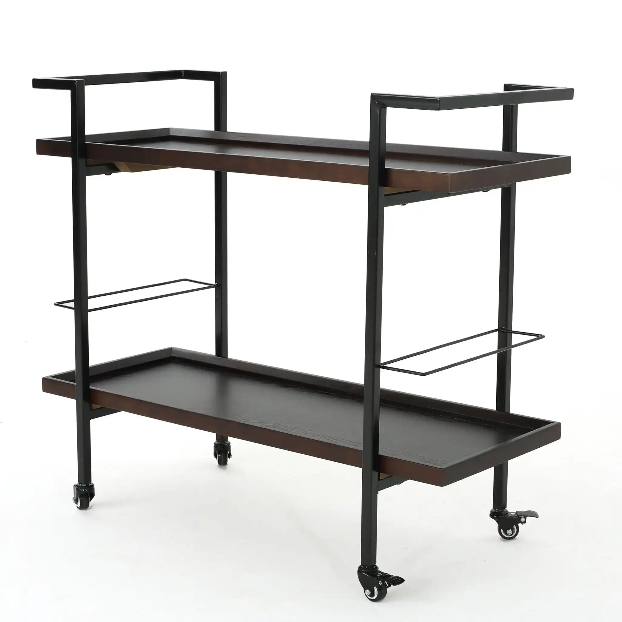 Modern Industrial Bar Cart With Shelving And Casters - Best Buy Furniture