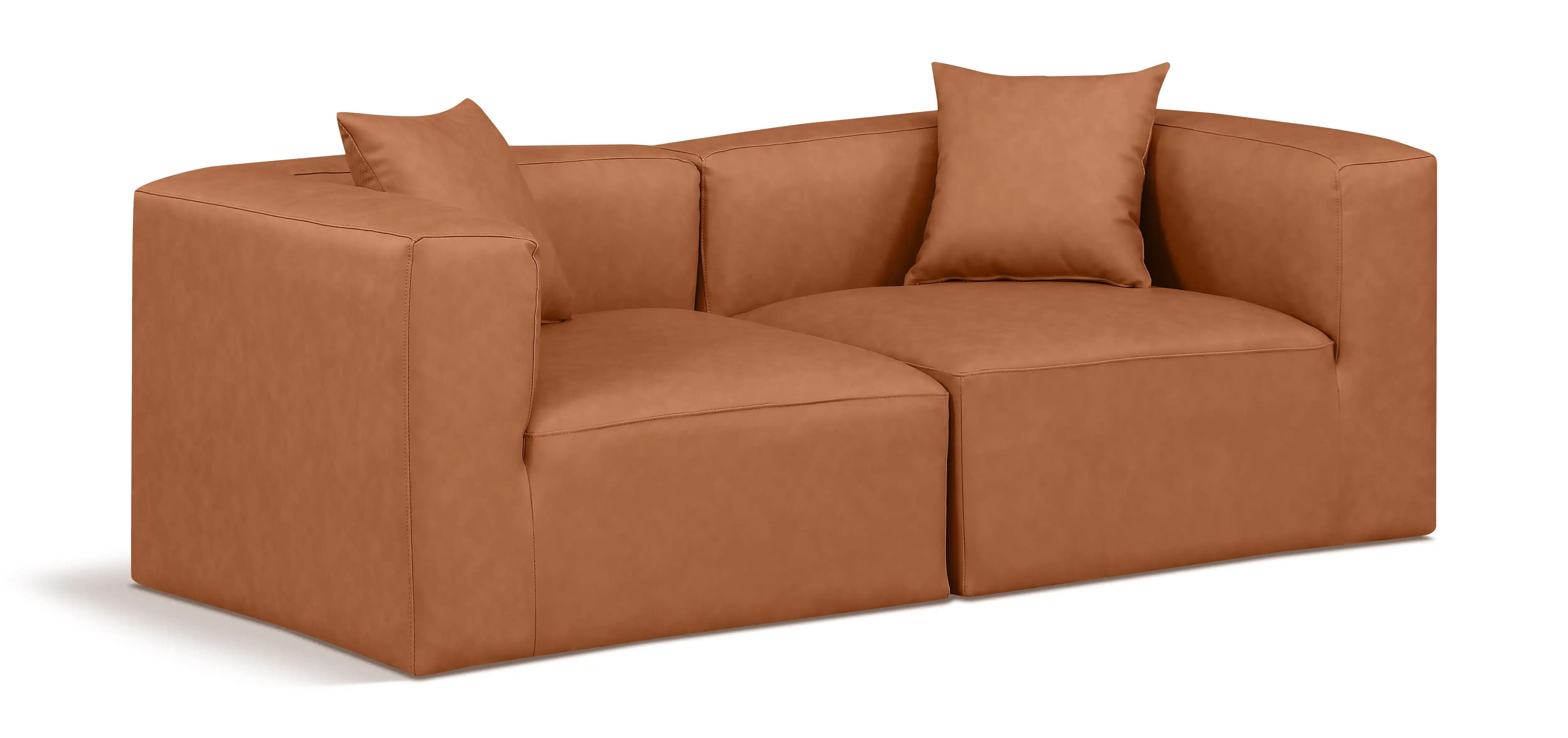 Cube - Modular 2 Piece Sofa - Cognac - Best Buy Furniture