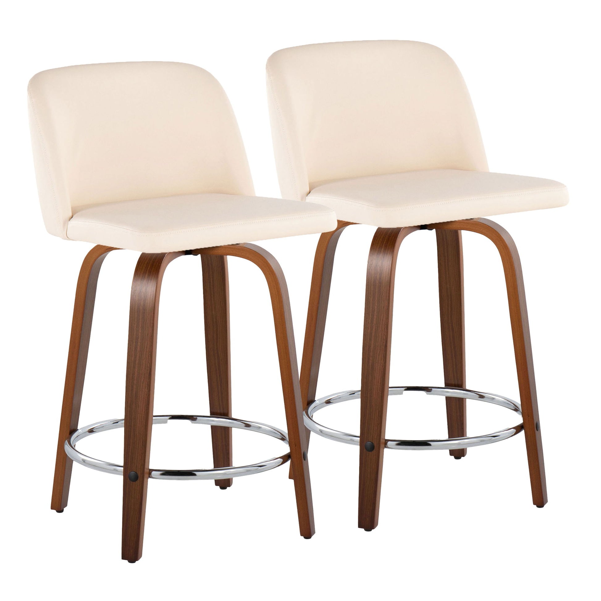 Toriano - Mid Century Modern Fixed Height Counter Stool With Swivel With Round Footrest (Set of 2) - Best Buy Furniture