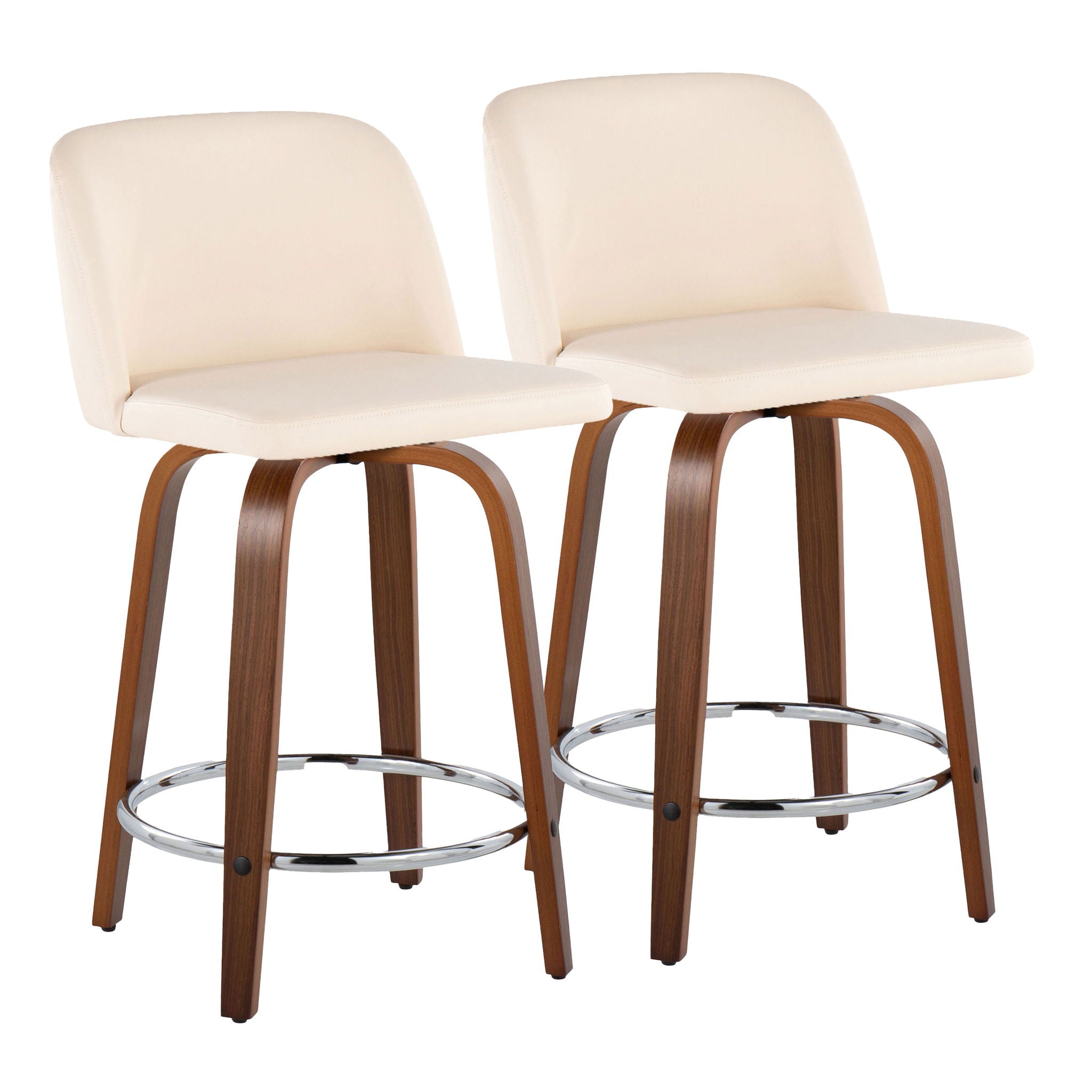 Toriano - Mid Century Modern Fixed Height Counter Stool With Swivel With Round Footrest (Set of 2) - Best Buy Furniture