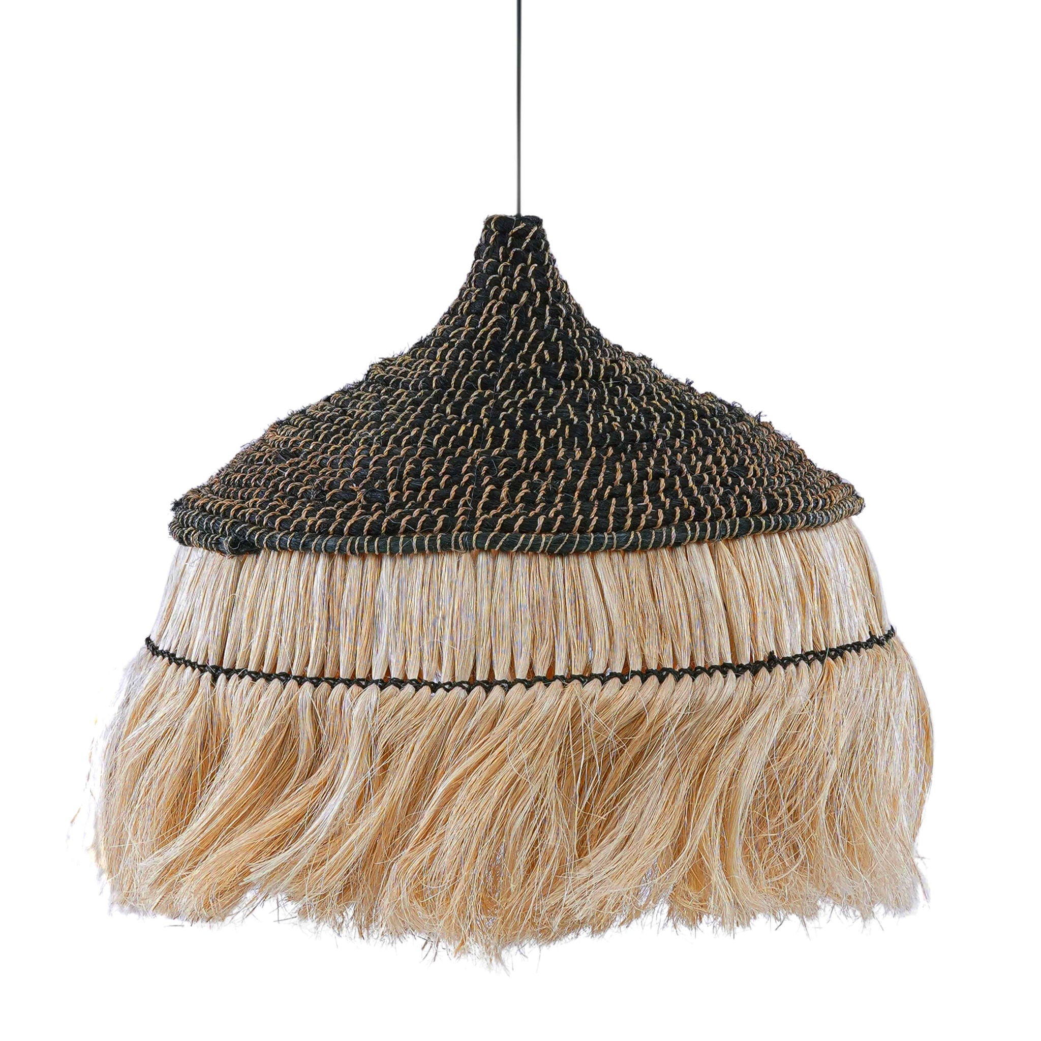 Sula - Upcycled Abaca Pendant Lamp - Natural / Black - Best Buy Furniture