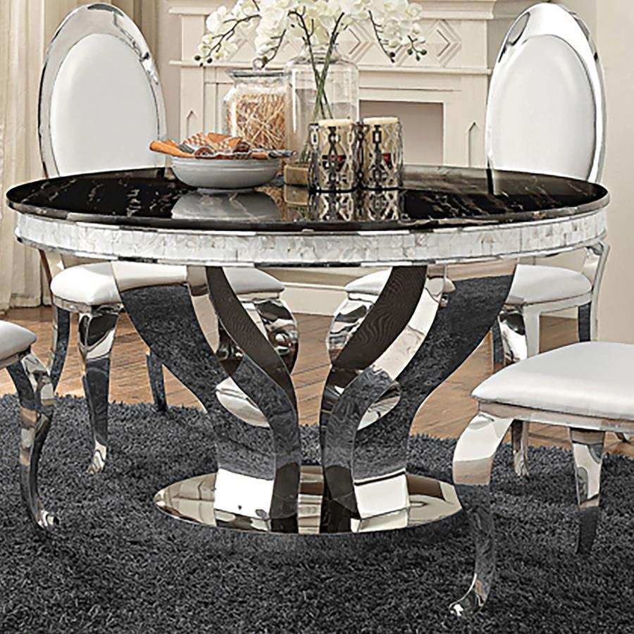 Anchorage - Round Glass Top Dining Table - Chrome - Best Buy Furniture